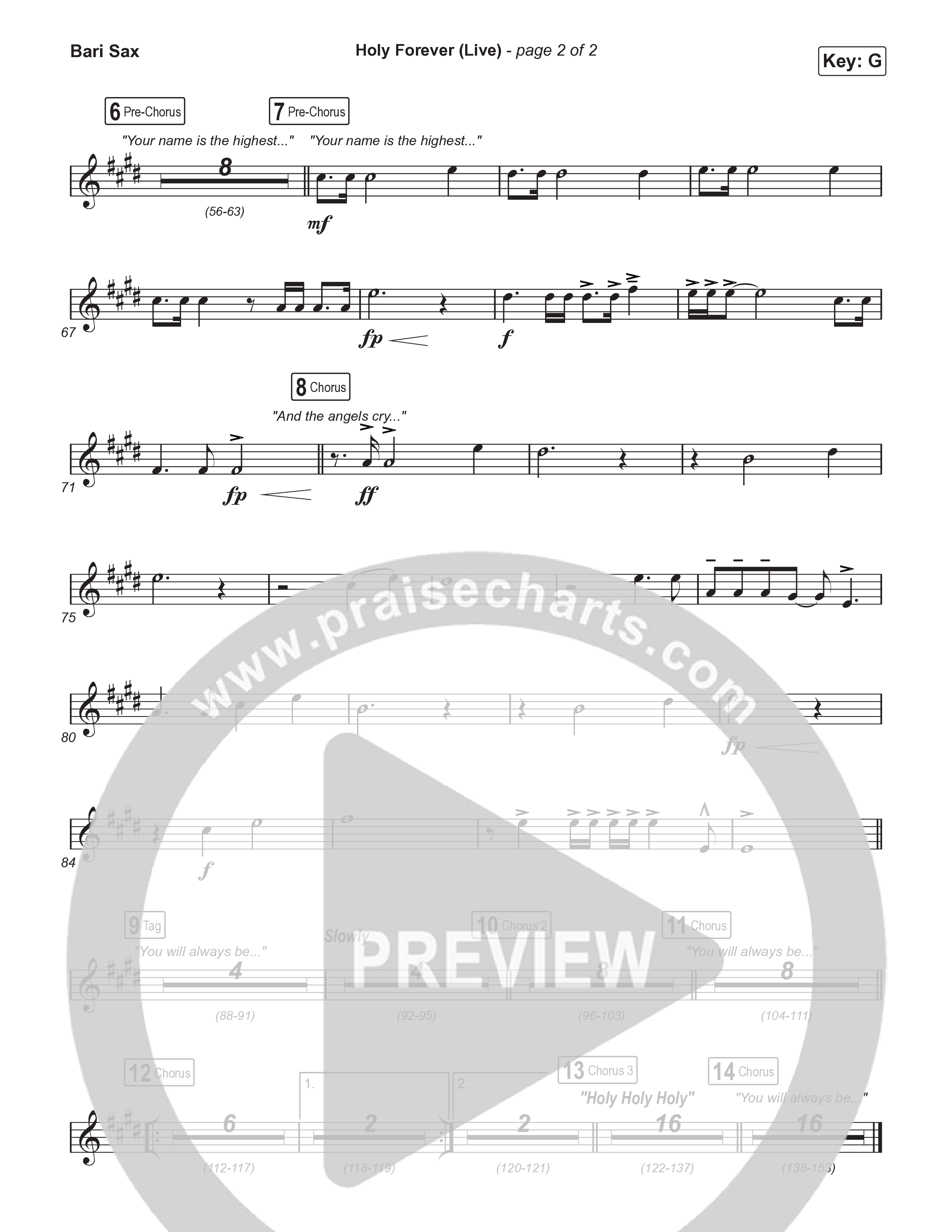 Holy Forever (Worship Choir/SAB) Bari Sax (CeCe Winans / Arr. Luke Gambill)