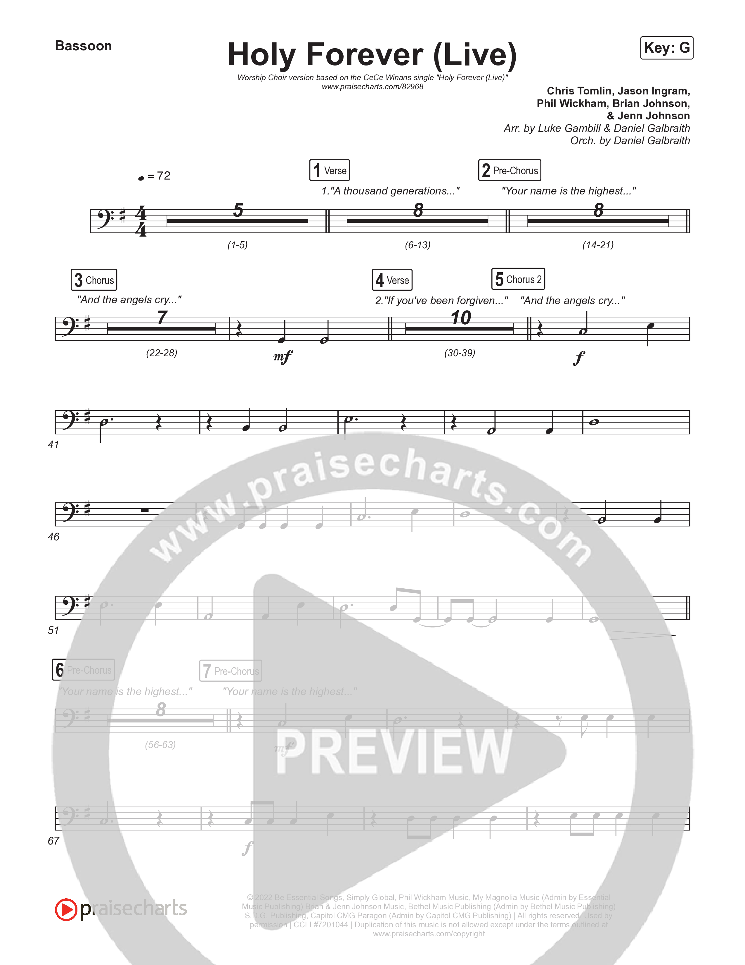 Holy Forever (Worship Choir/SAB) Bassoon (CeCe Winans / Arr. Luke Gambill)