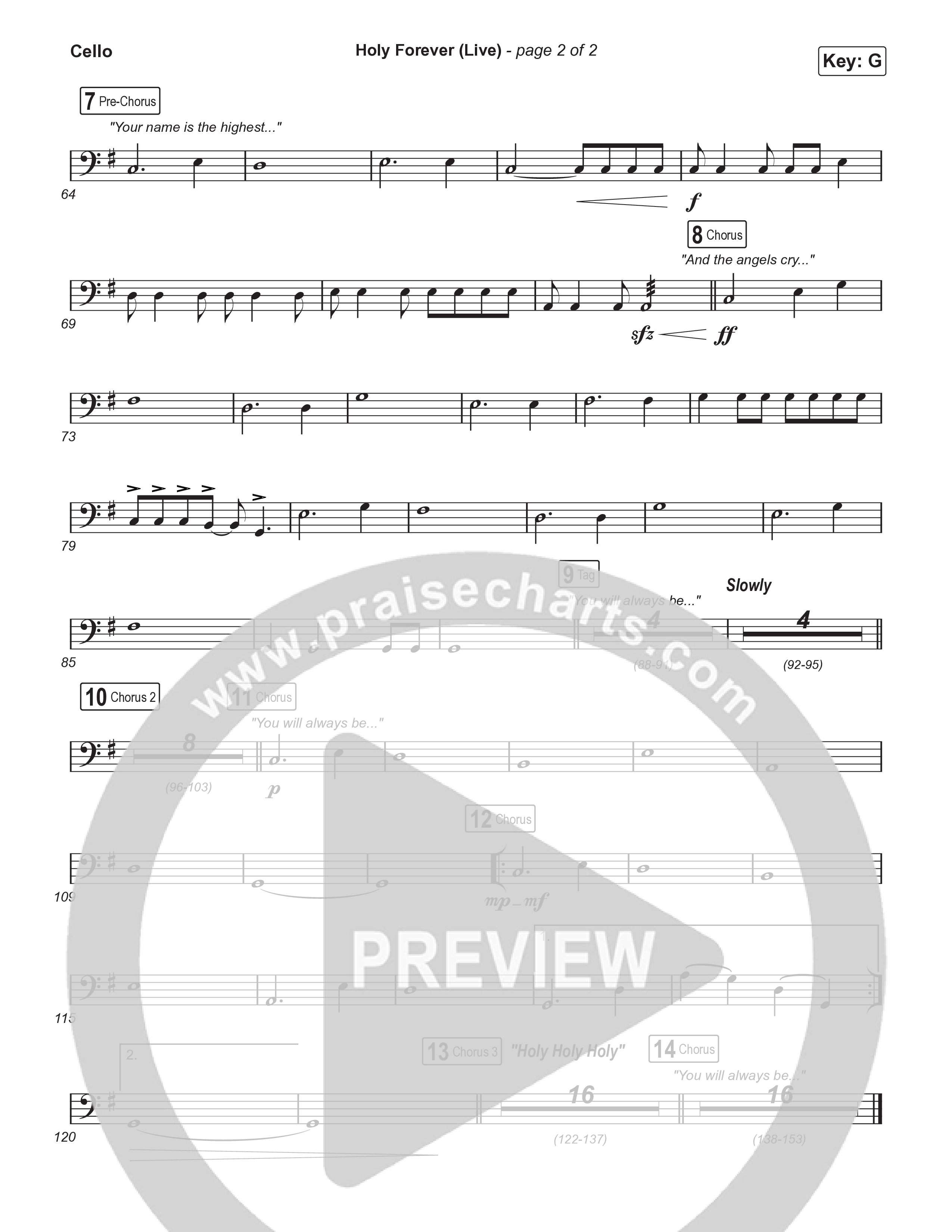 Holy Forever (Worship Choir/SAB) Cello (CeCe Winans / Arr. Luke Gambill)