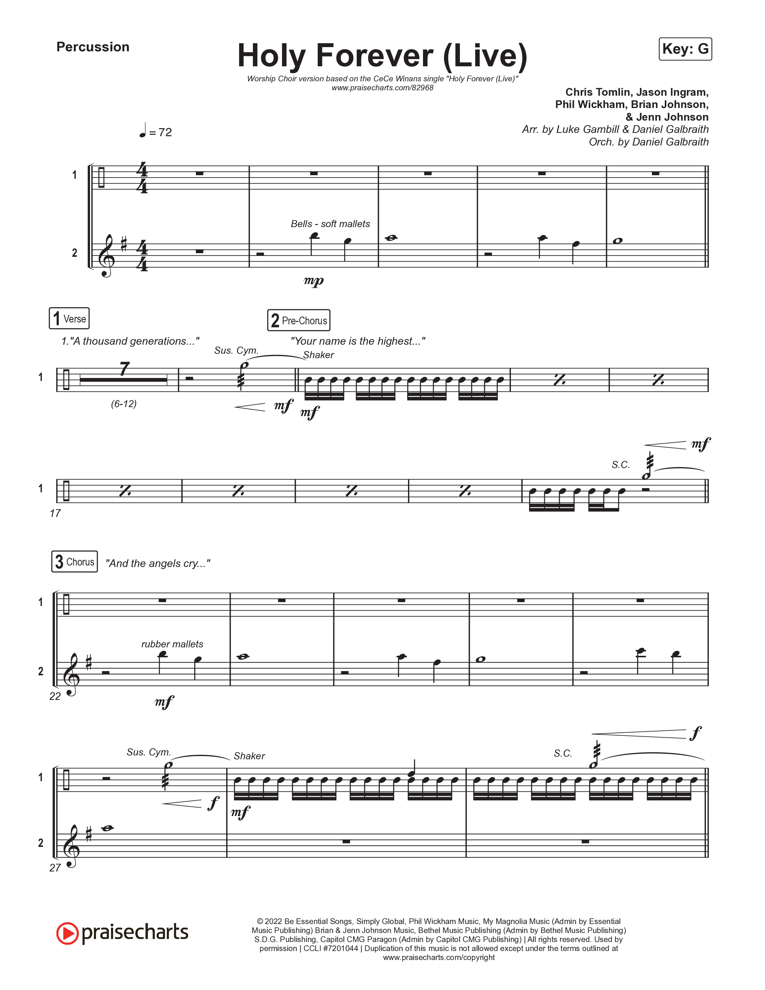 Holy Forever (Worship Choir/SAB) Percussion (CeCe Winans / Arr. Luke Gambill)