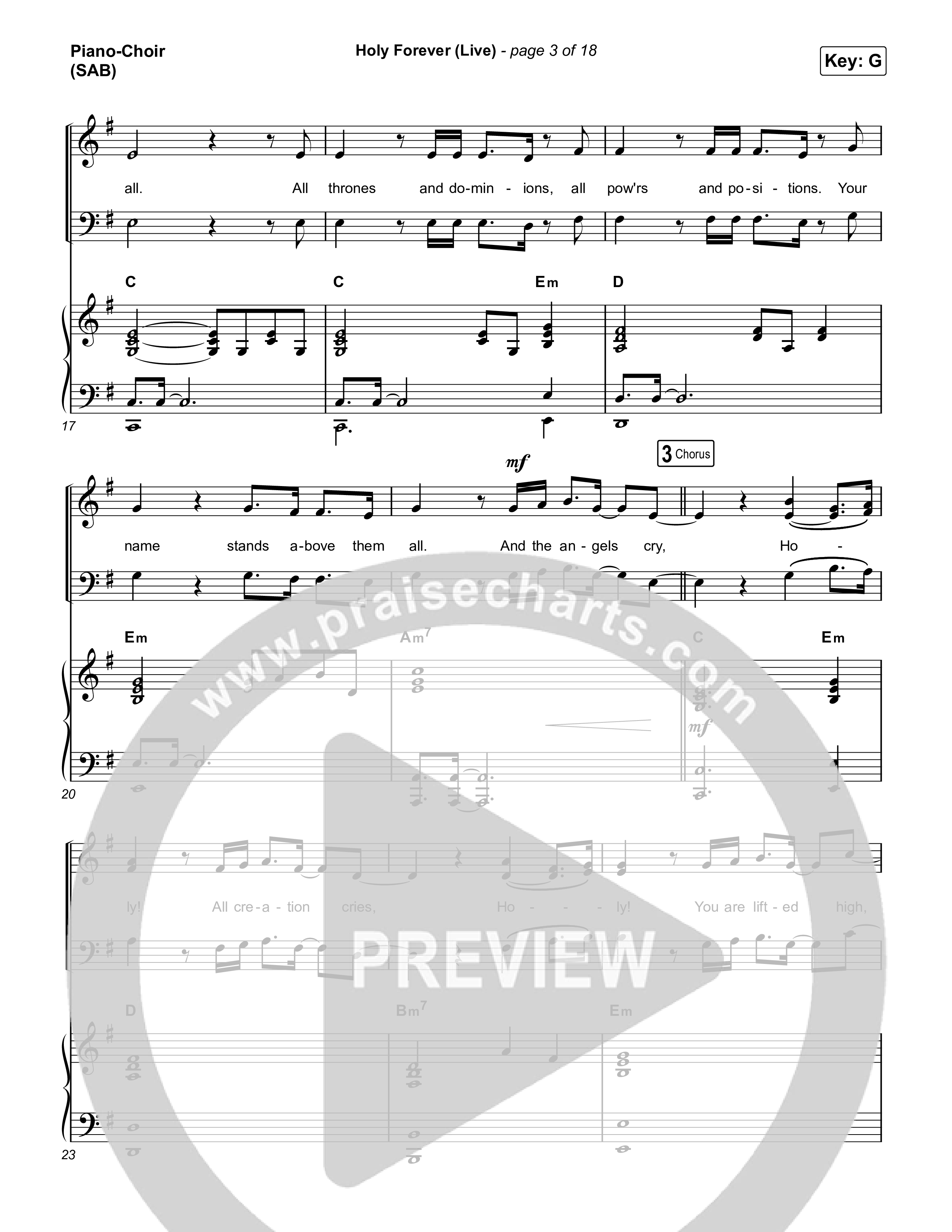 Holy Forever (Worship Choir/SAB) Piano/Choir (SAB) (CeCe Winans / Arr. Luke Gambill)