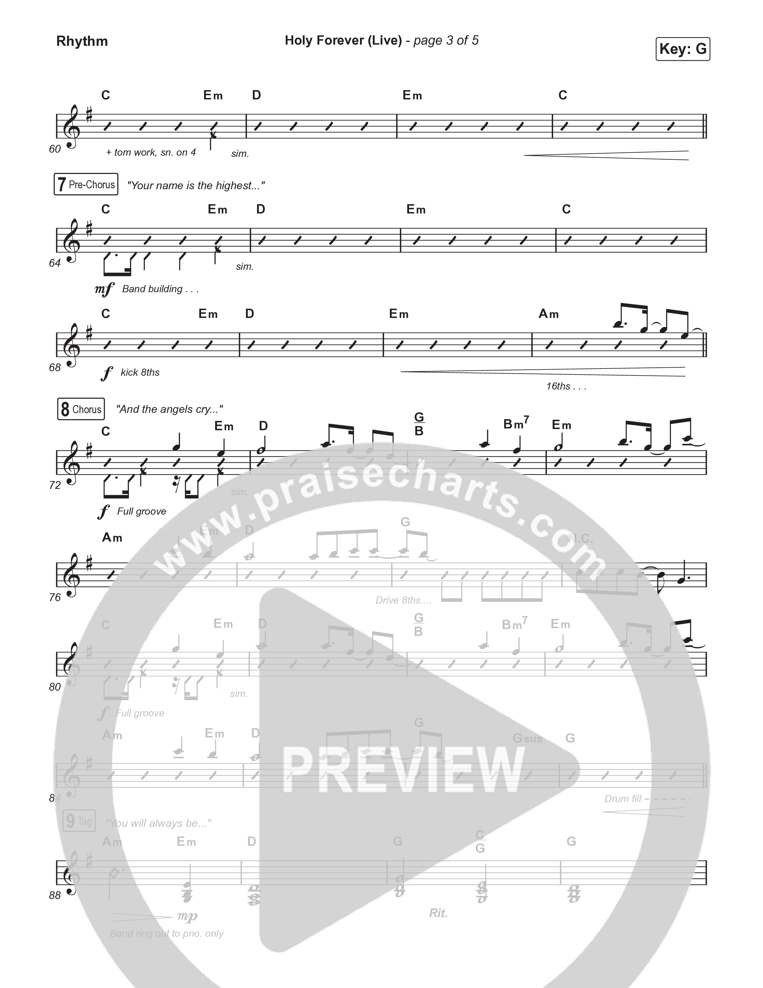 Holy Forever (Worship Choir/SAB) Rhythm Chart (CeCe Winans / Arr. Luke Gambill)