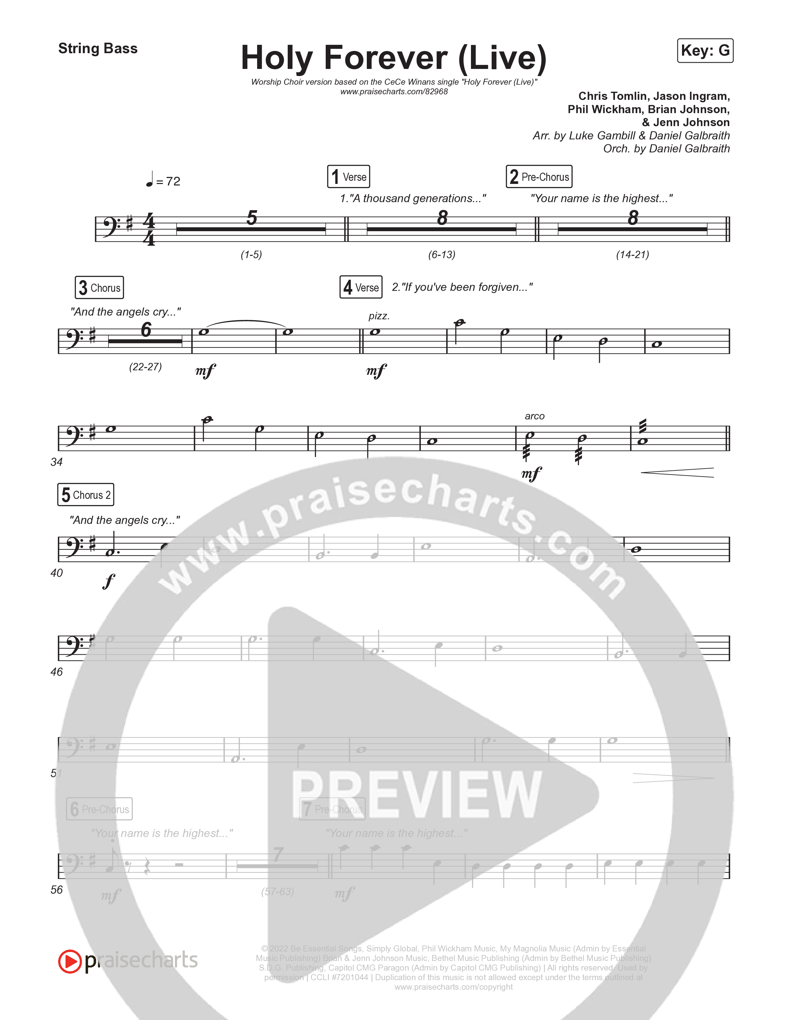 Holy Forever (Worship Choir/SAB) String Bass (CeCe Winans / Arr. Luke Gambill)