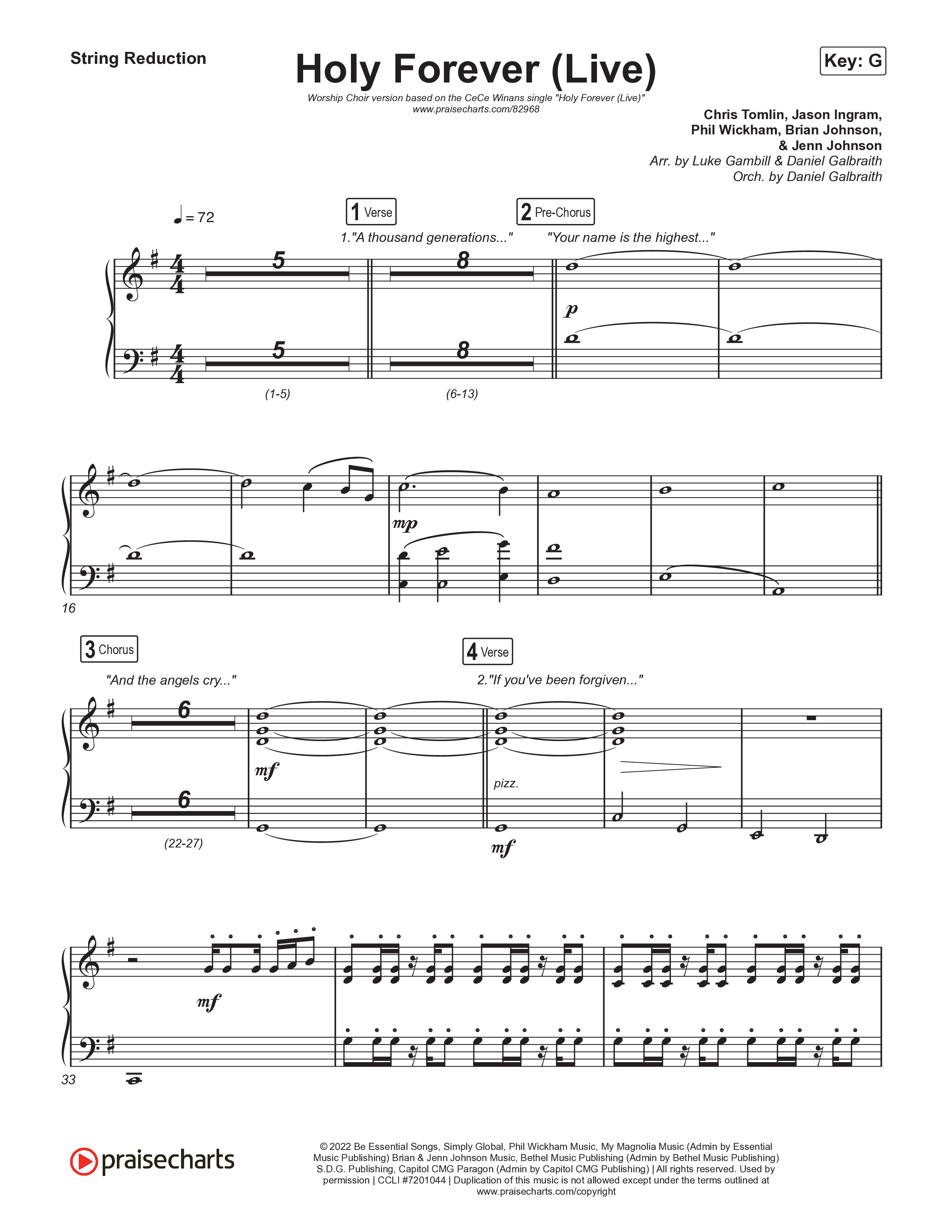 Holy Forever (Worship Choir/SAB) String Reduction (CeCe Winans / Arr. Luke Gambill)