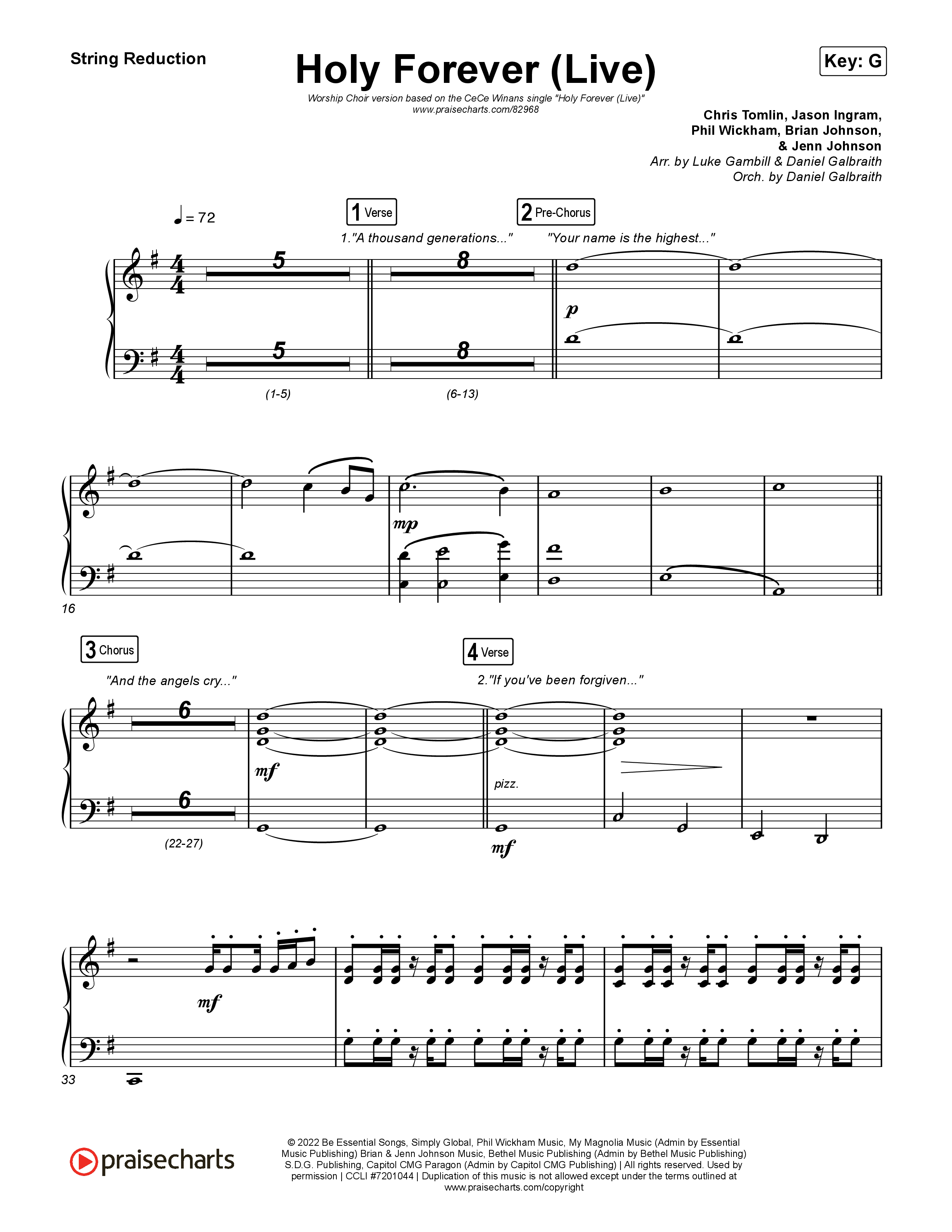 Holy Forever (Worship Choir/SAB) String Reduction (CeCe Winans / Arr. Luke Gambill)