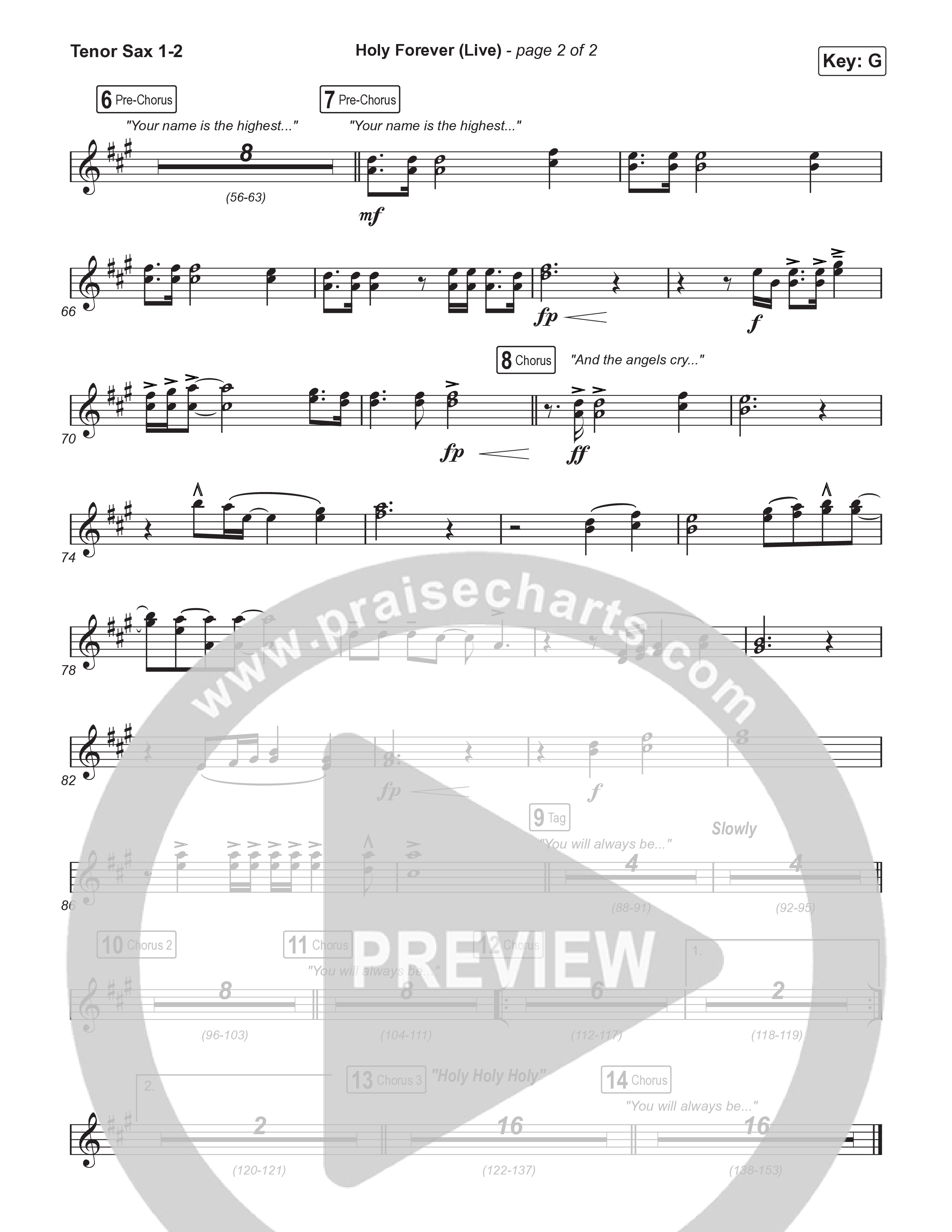 Holy Forever (Worship Choir/SAB) Tenor Sax 1/2 (CeCe Winans / Arr. Luke Gambill)