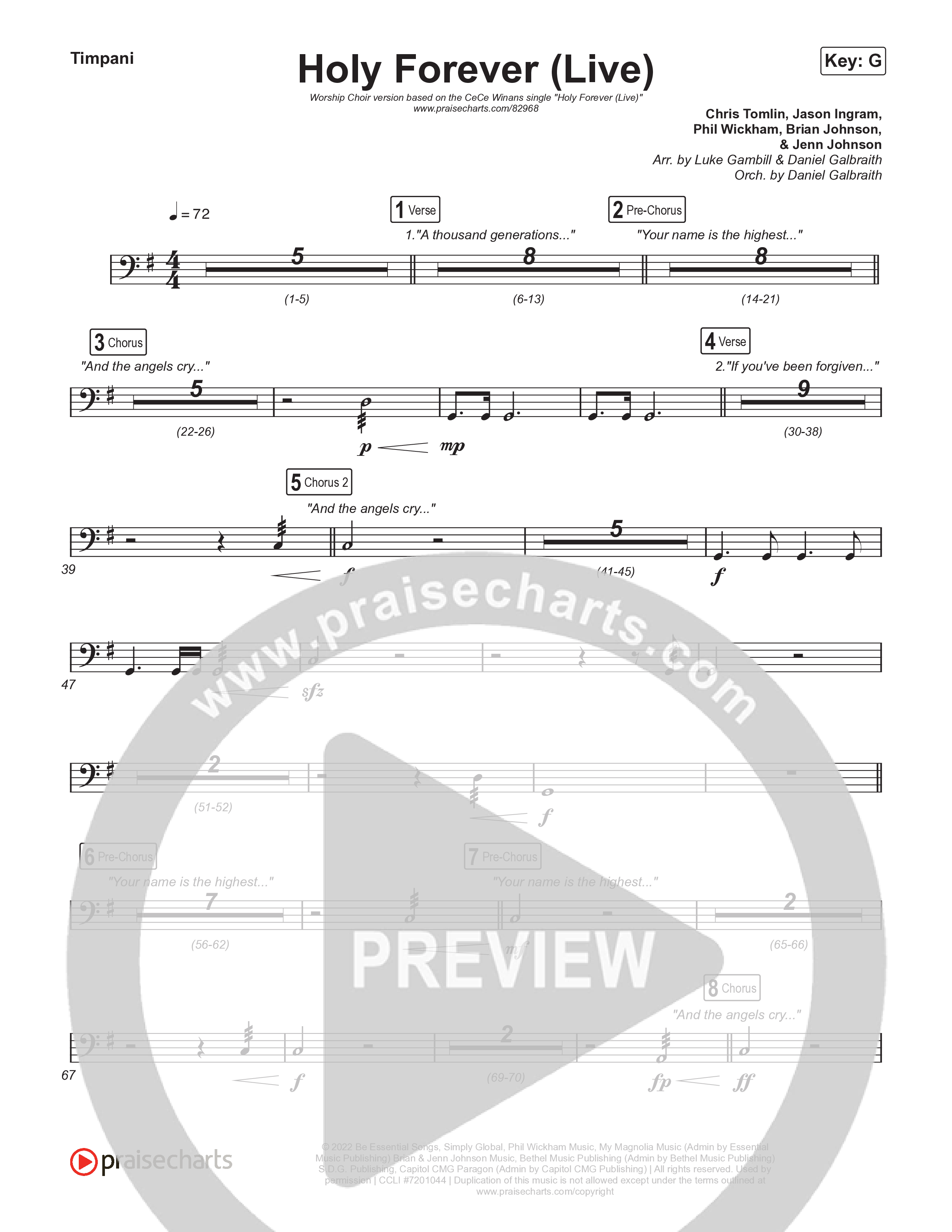 Holy Forever (Worship Choir/SAB) Timpani (CeCe Winans / Arr. Luke Gambill)