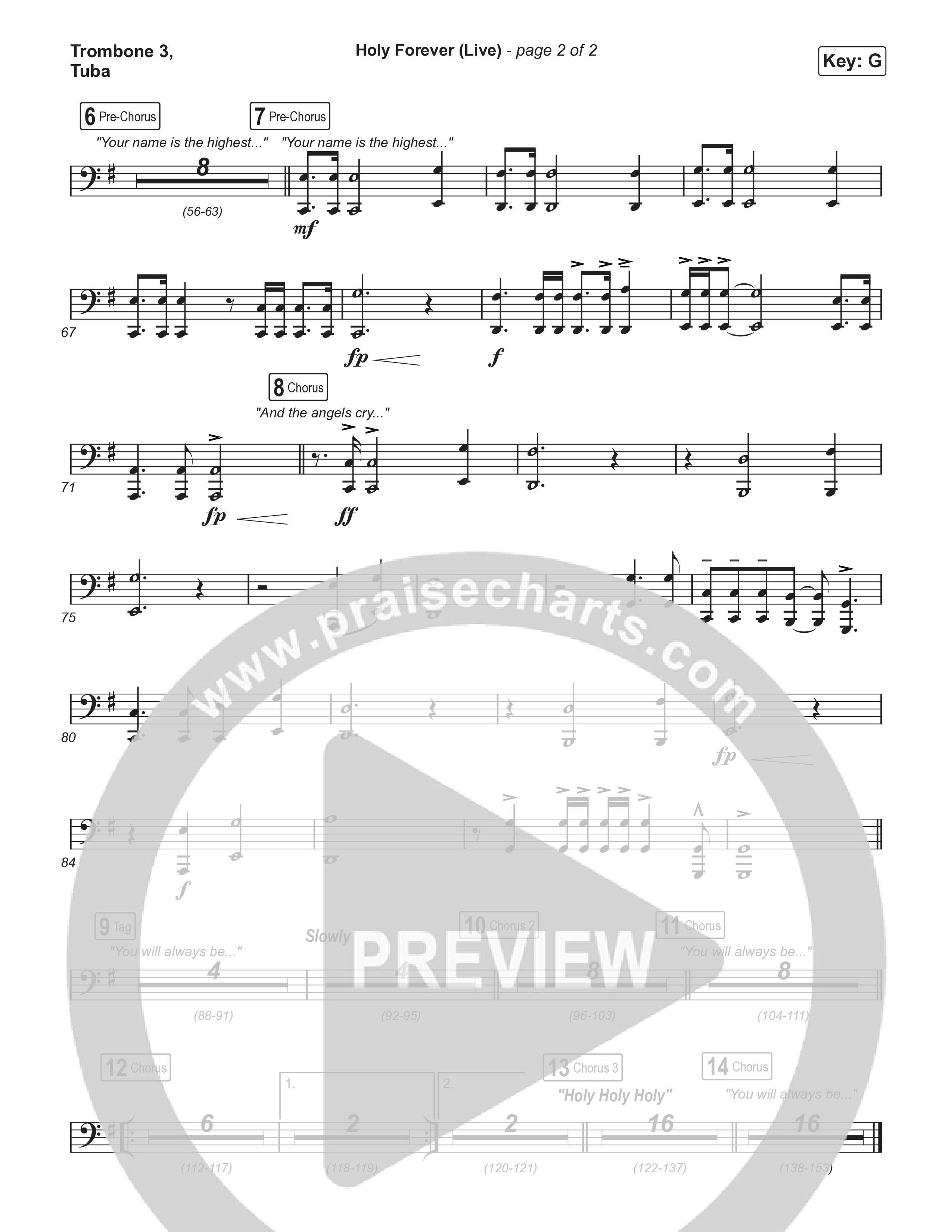Holy Forever (Worship Choir/SAB) Trombone 3/Tuba (CeCe Winans / Arr. Luke Gambill)