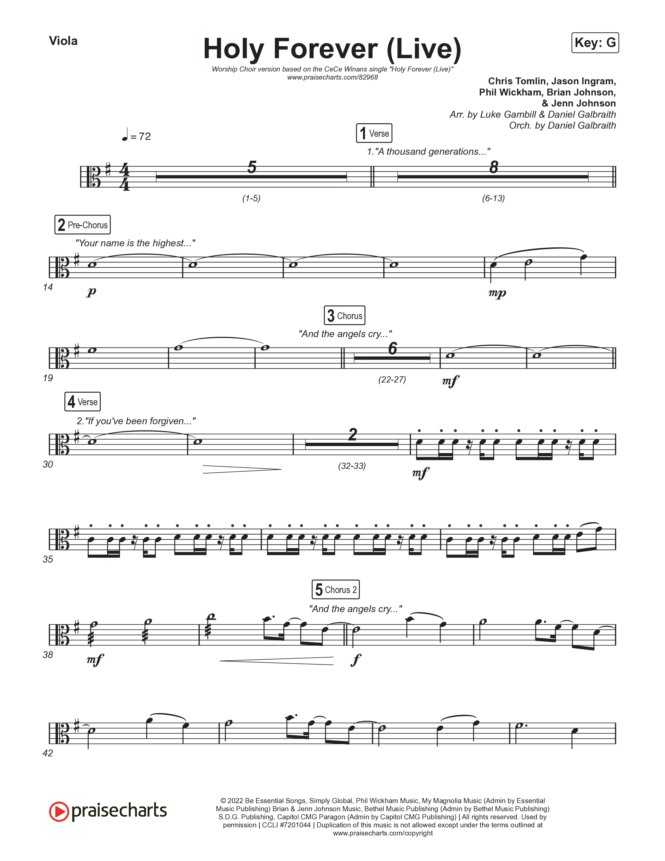 Holy Forever (Worship Choir/SAB) Viola (CeCe Winans / Arr. Luke Gambill)