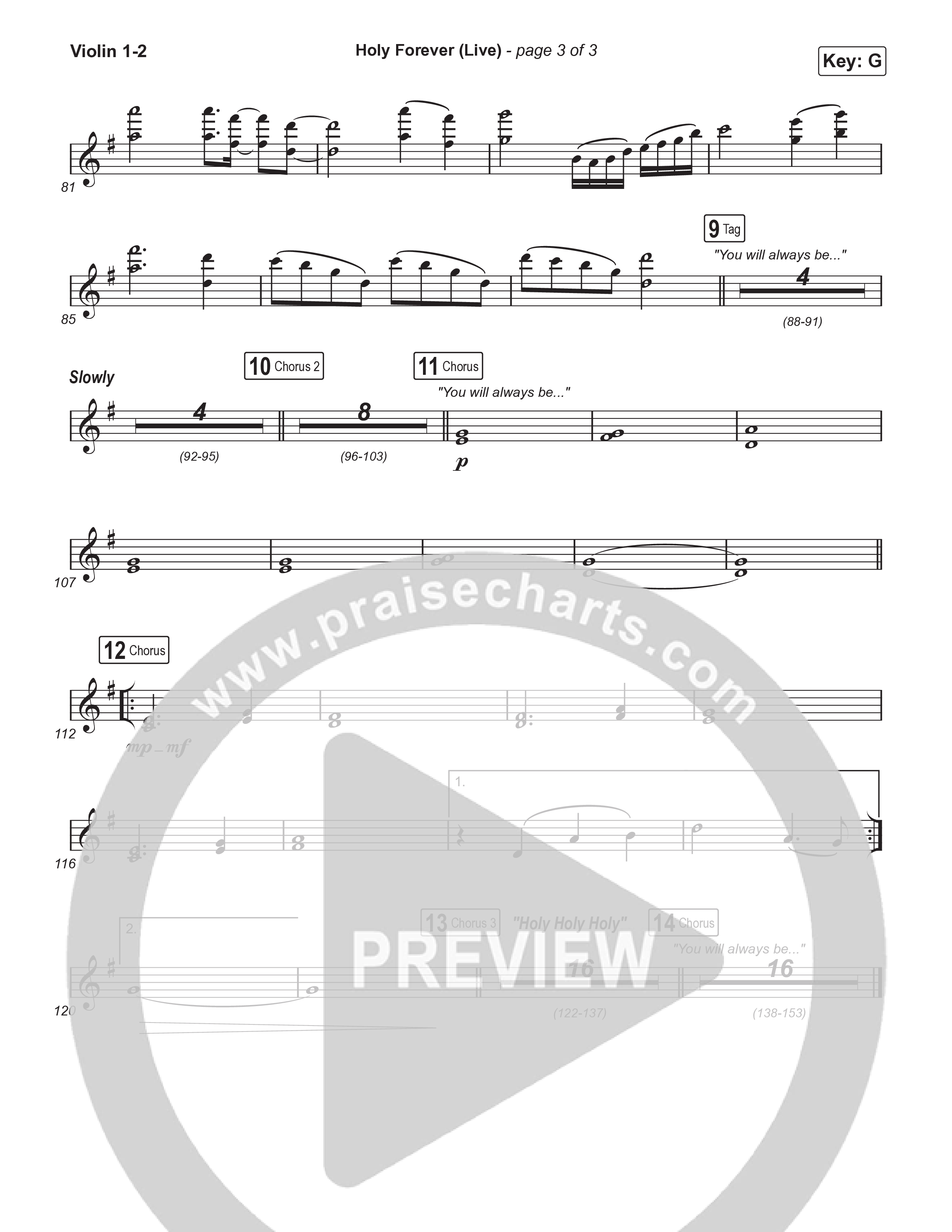 Holy Forever (Worship Choir/SAB) Violin 1/2 (CeCe Winans / Arr. Luke Gambill)