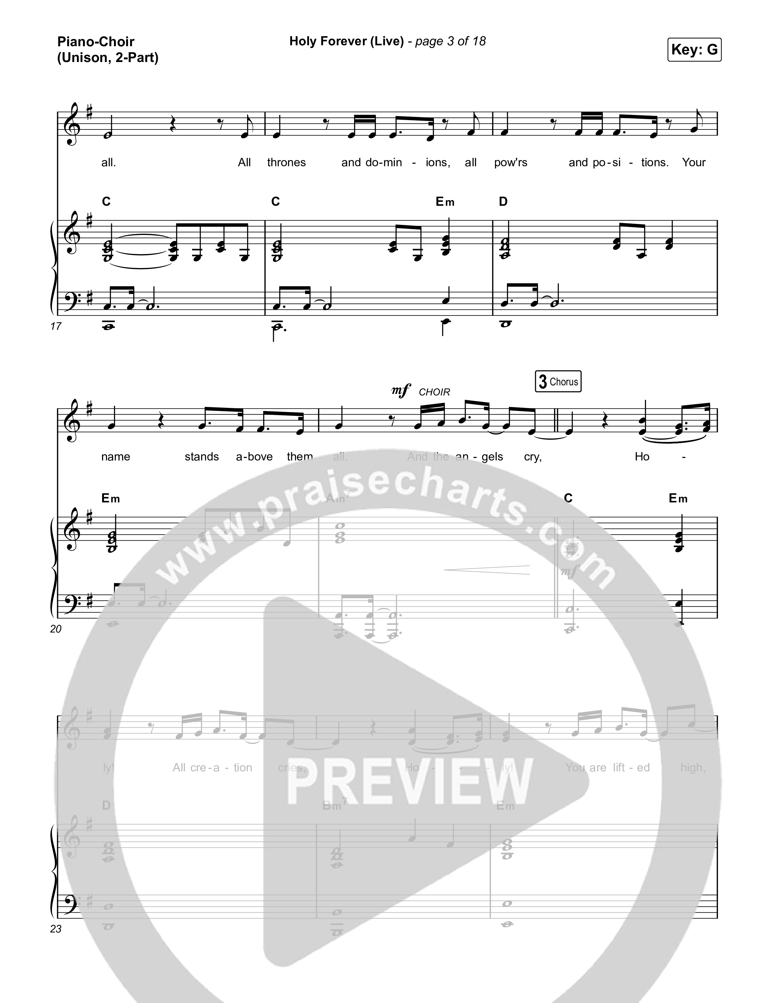Holy Forever (Unison/2-Part) Piano/Choir  (Uni/2-Part) (CeCe Winans / Arr. Luke Gambill)