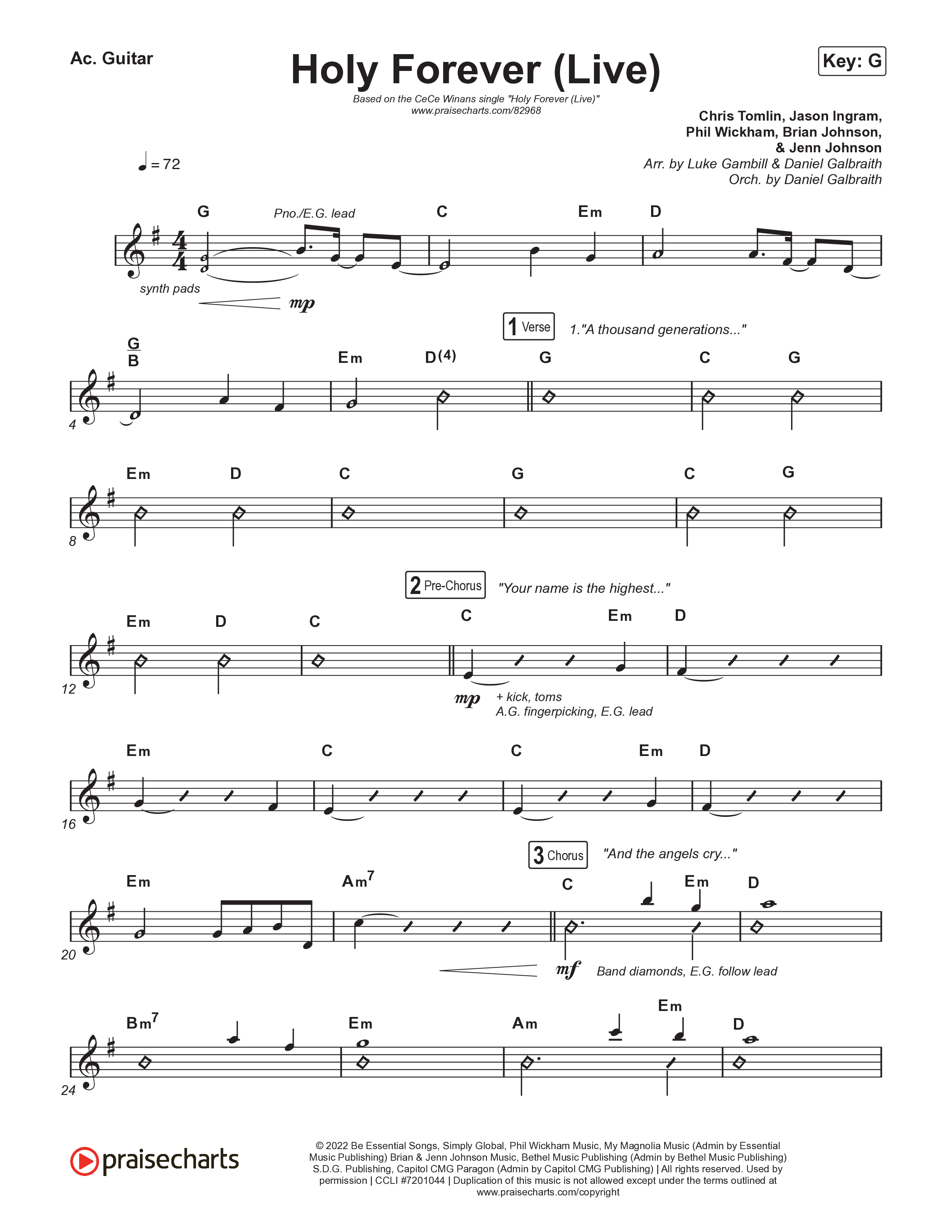 Holy Forever (Sing It Now) Acoustic Guitar (CeCe Winans / Arr. Luke Gambill)