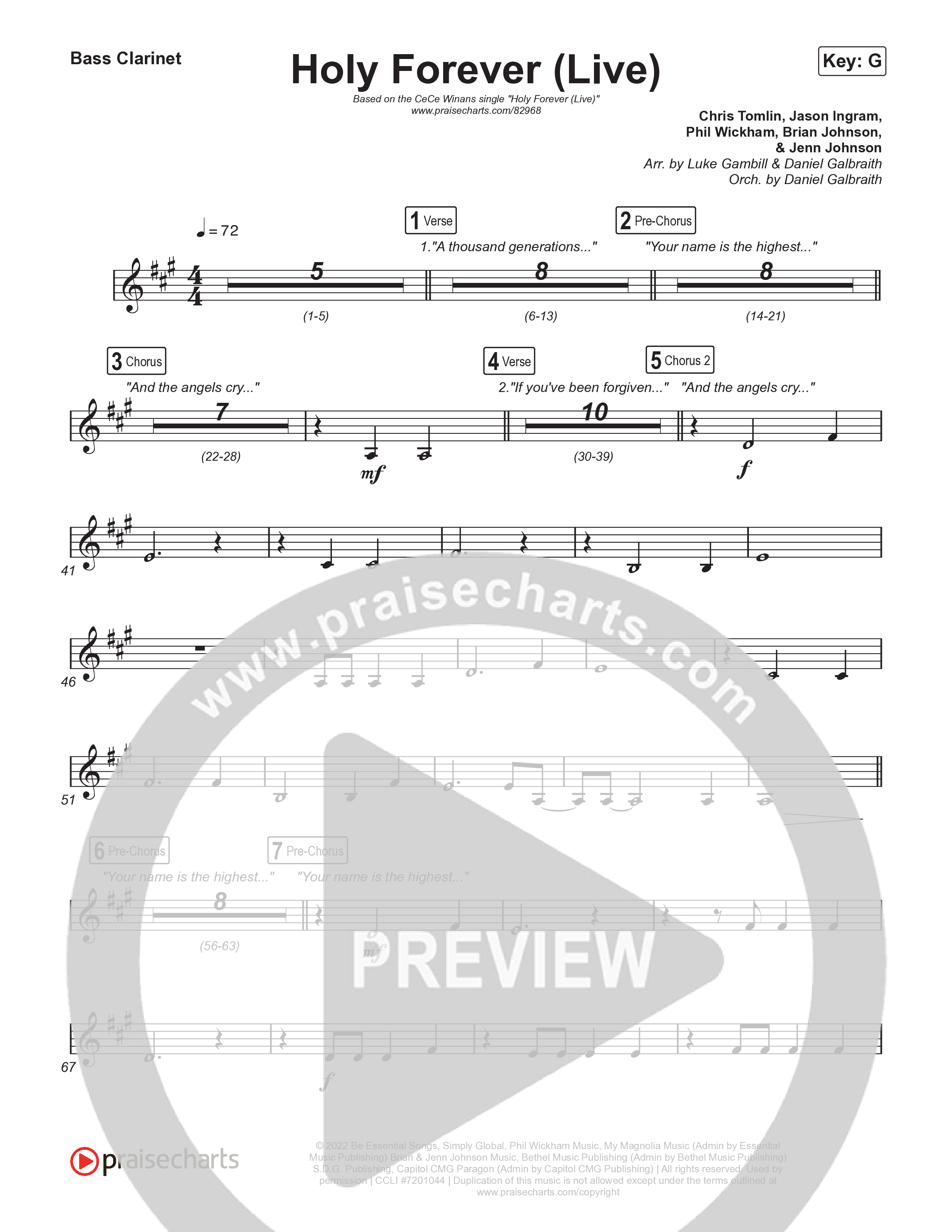 Holy Forever (Sing It Now) Bass Clarinet (CeCe Winans / Arr. Luke Gambill)