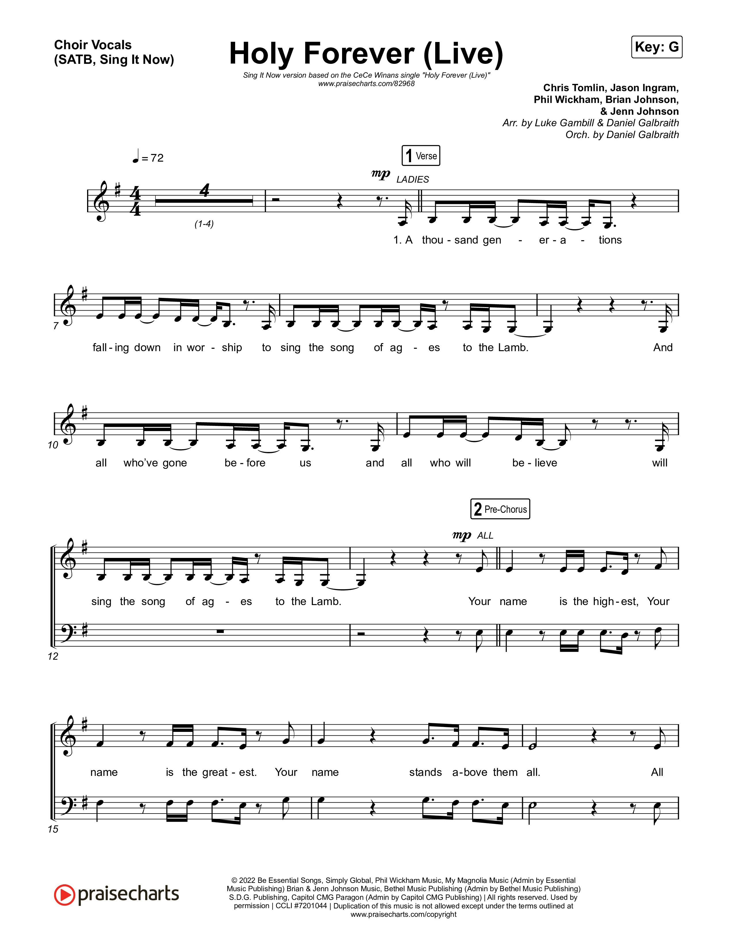 Holy Forever (Sing It Now) Choir Sheet (SATB) (CeCe Winans / Arr. Luke Gambill)