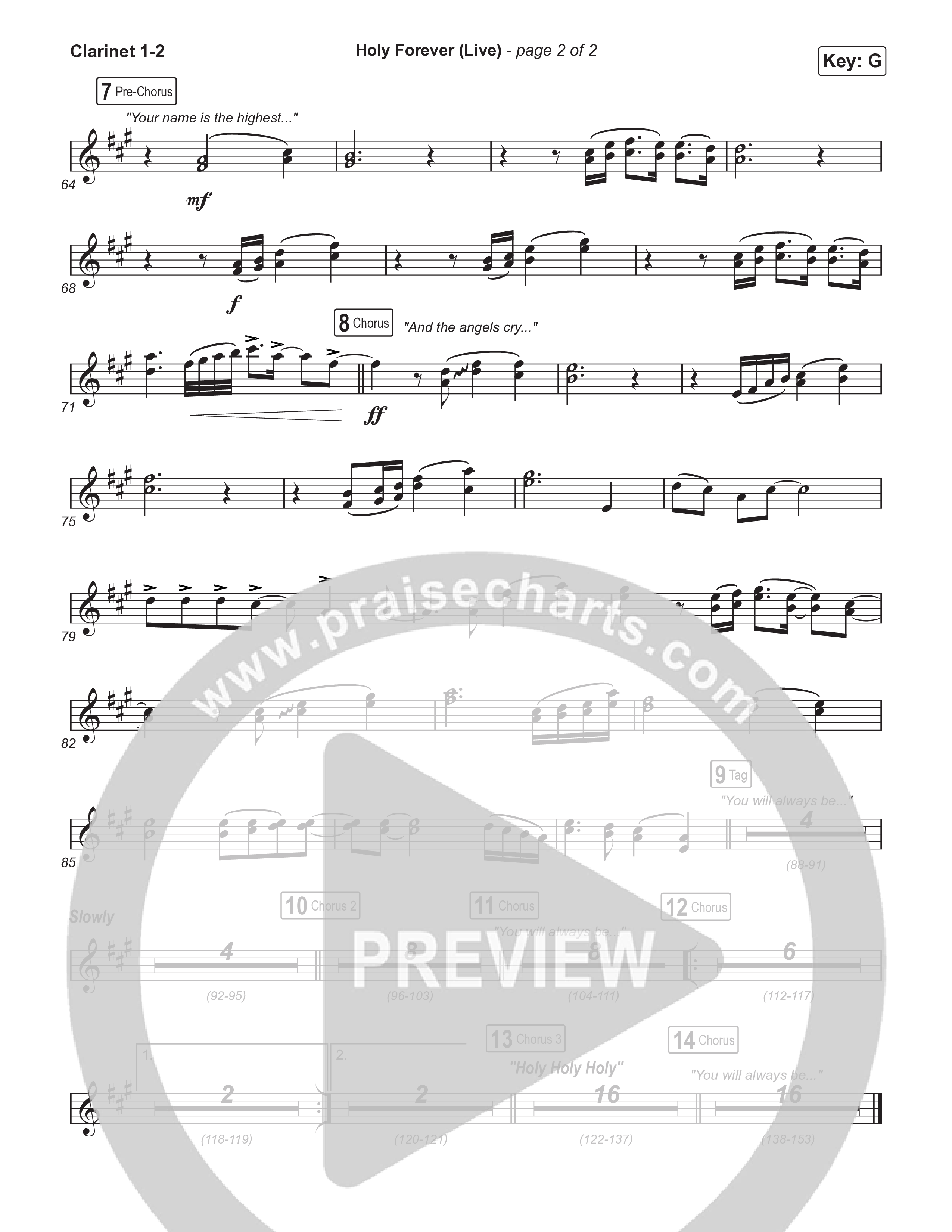 Holy Forever (Sing It Now) Clarinet 1/2 (CeCe Winans / Arr. Luke Gambill)