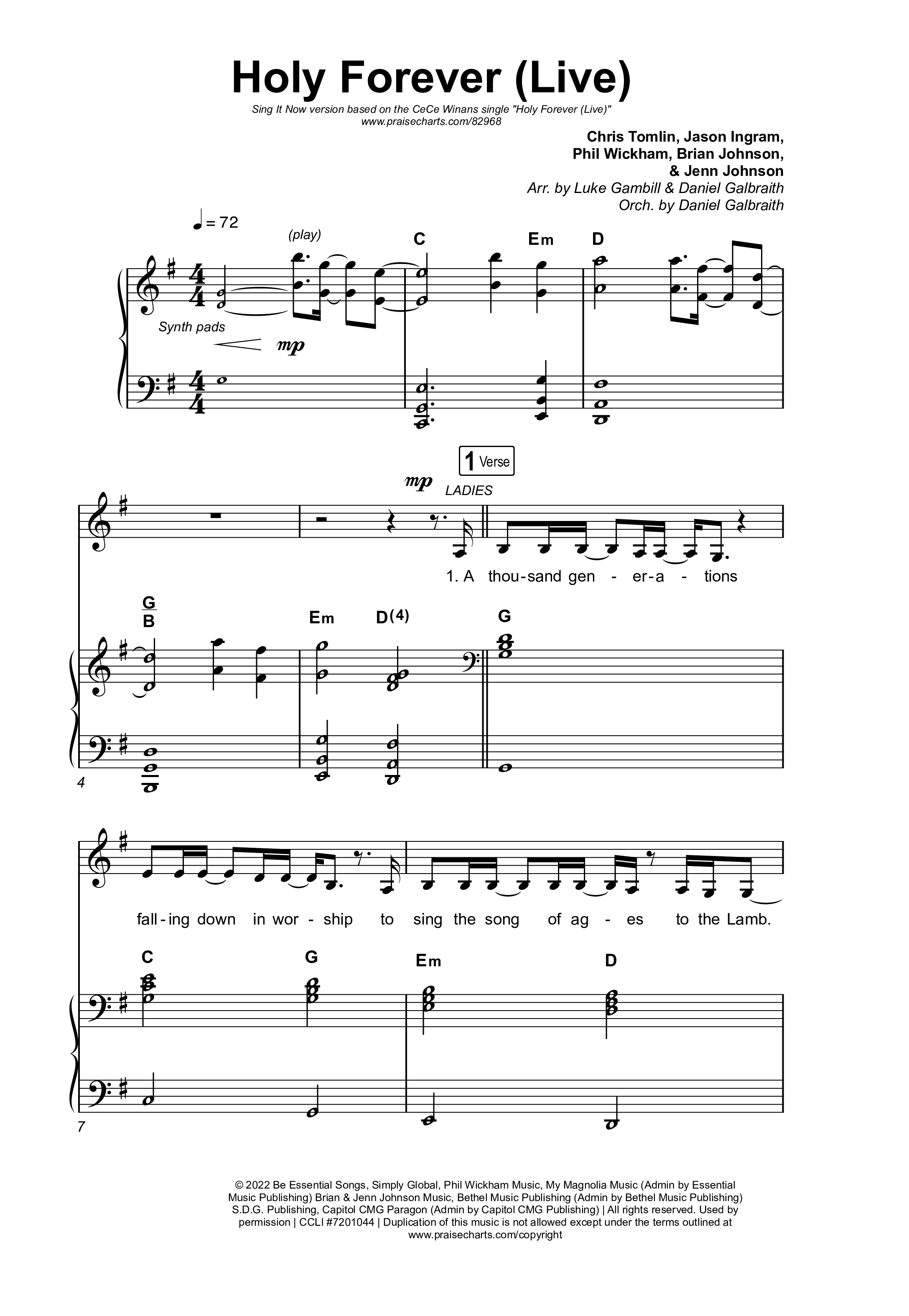 Holy Forever (Sing It Now) Octavo (SATB & Pno) (CeCe Winans / Arr. Luke Gambill)