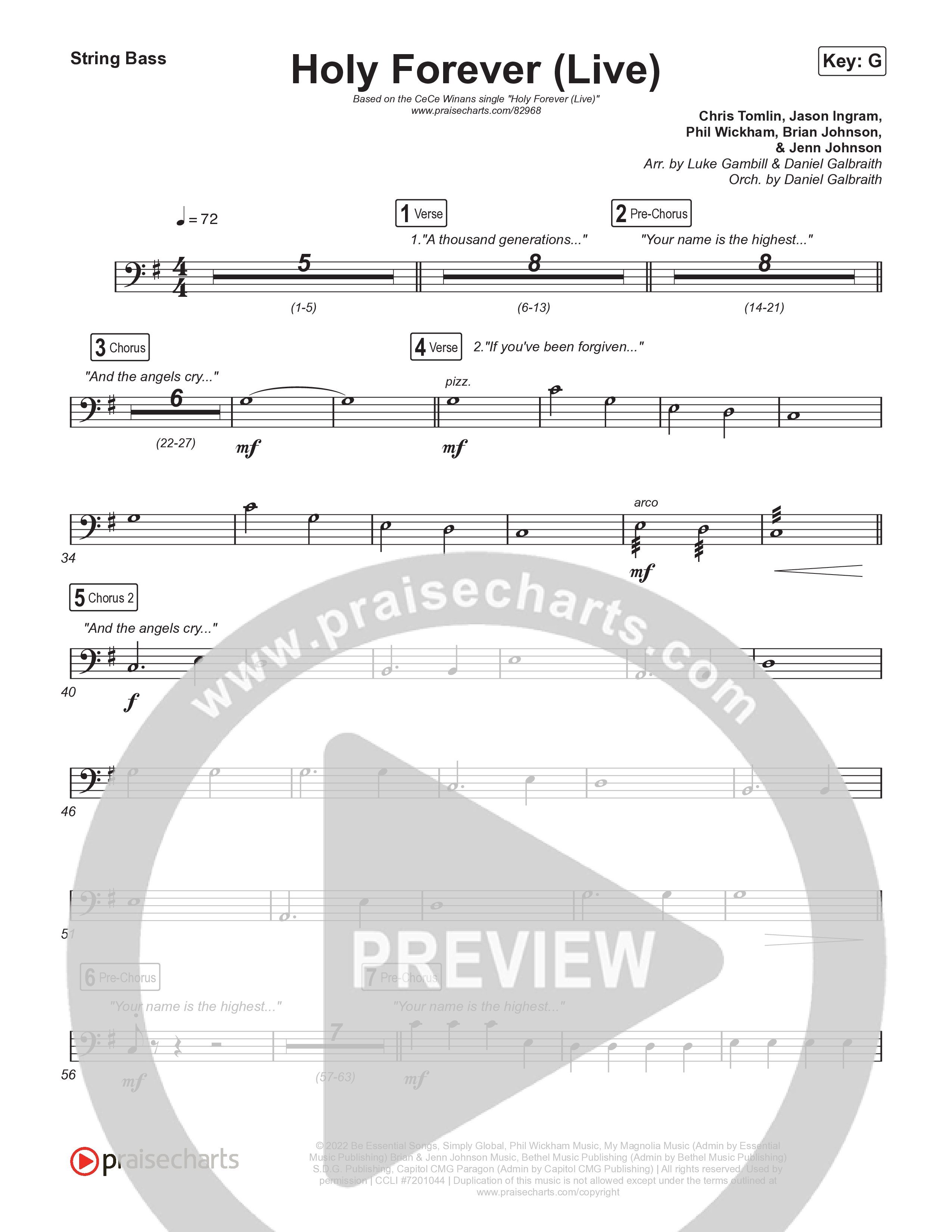 Holy Forever (Sing It Now) String Bass (CeCe Winans / Arr. Luke Gambill)