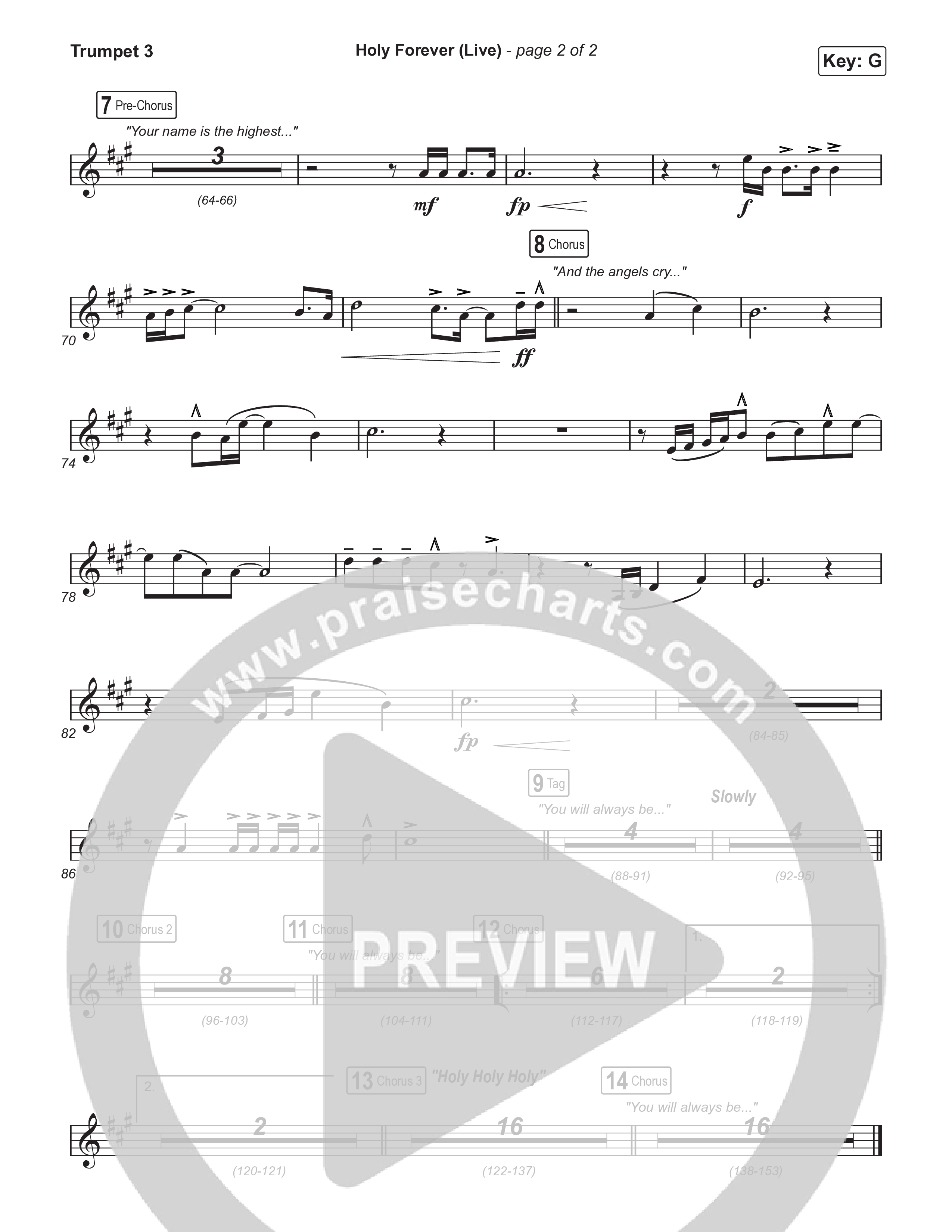 Holy Forever (Sing It Now) Trumpet 3 (CeCe Winans / Arr. Luke Gambill)