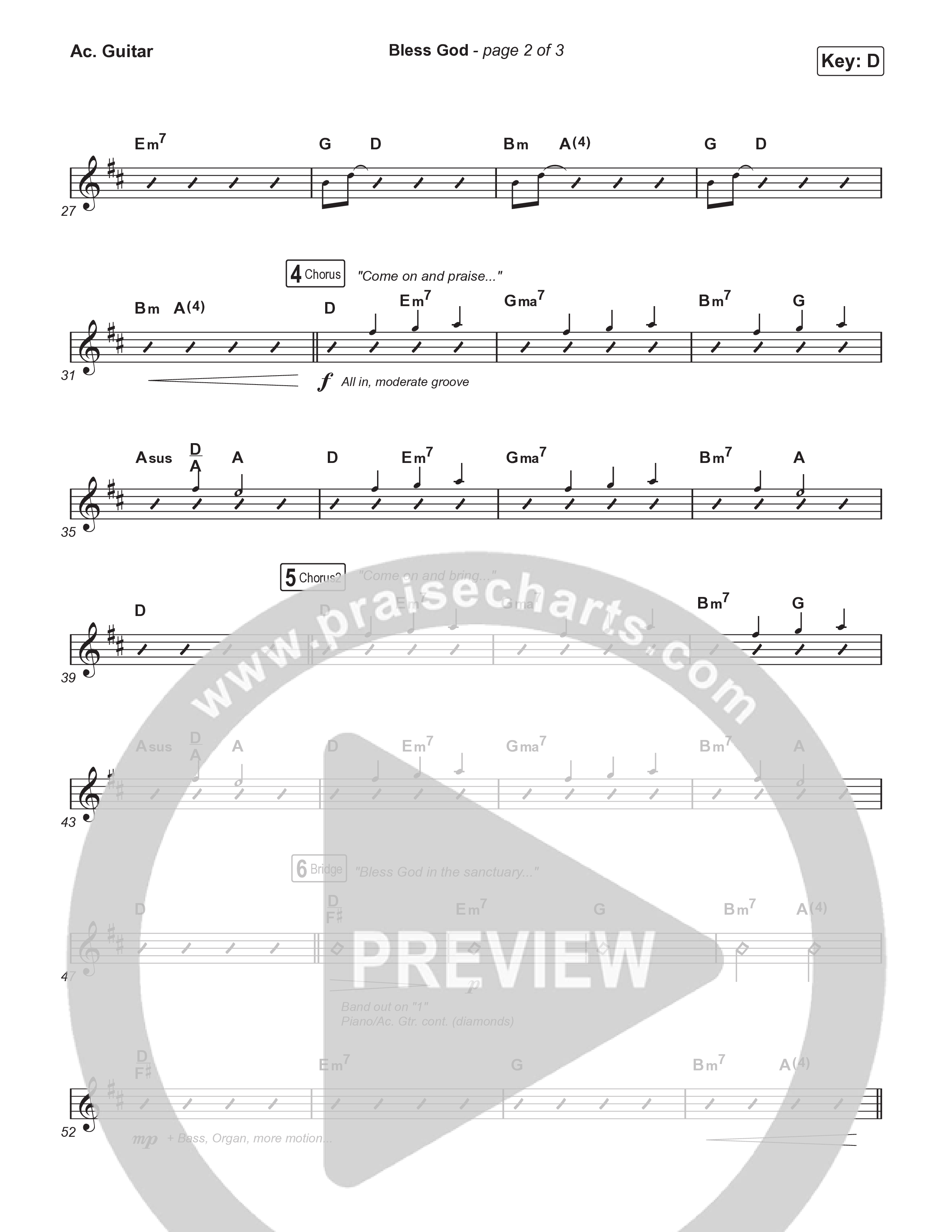 Bless God (Choral Anthem SATB) Acoustic Guitar (Brooke Ligertwood / Arr. Luke Gambill)