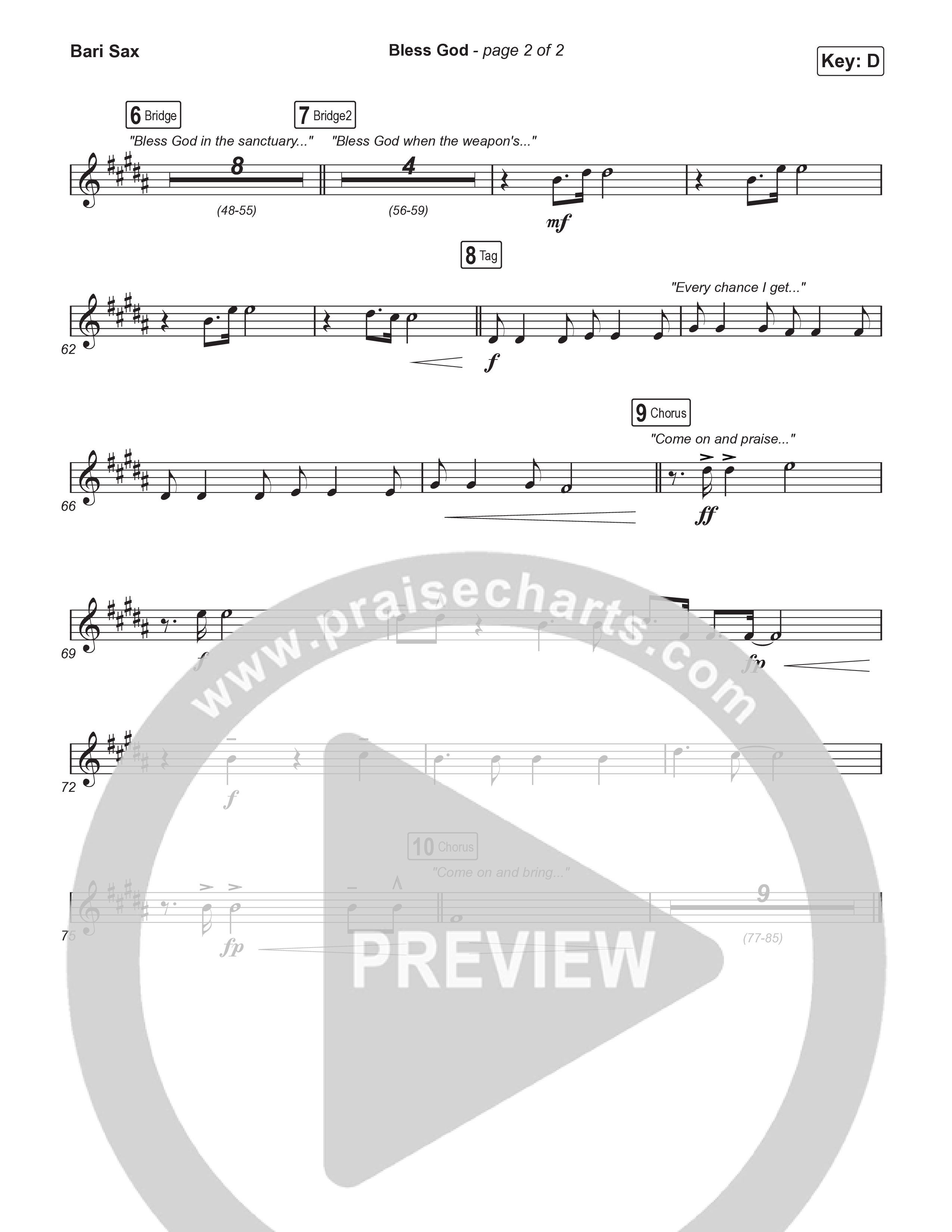 Bless God (Choral Anthem SATB) Bari Sax (Brooke Ligertwood / Arr. Luke Gambill)