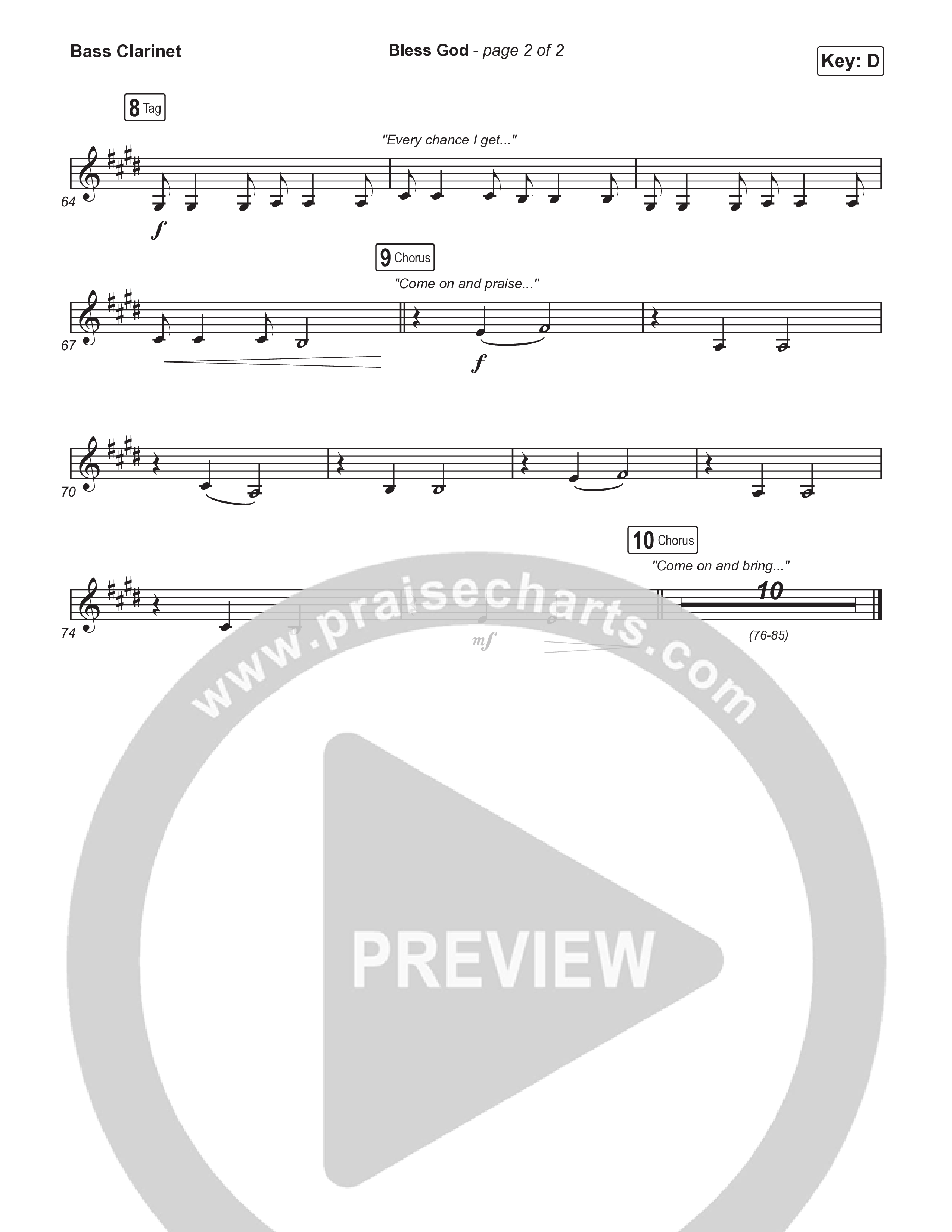 Bless God (Choral Anthem SATB) Bass Clarinet (Brooke Ligertwood / Arr. Luke Gambill)