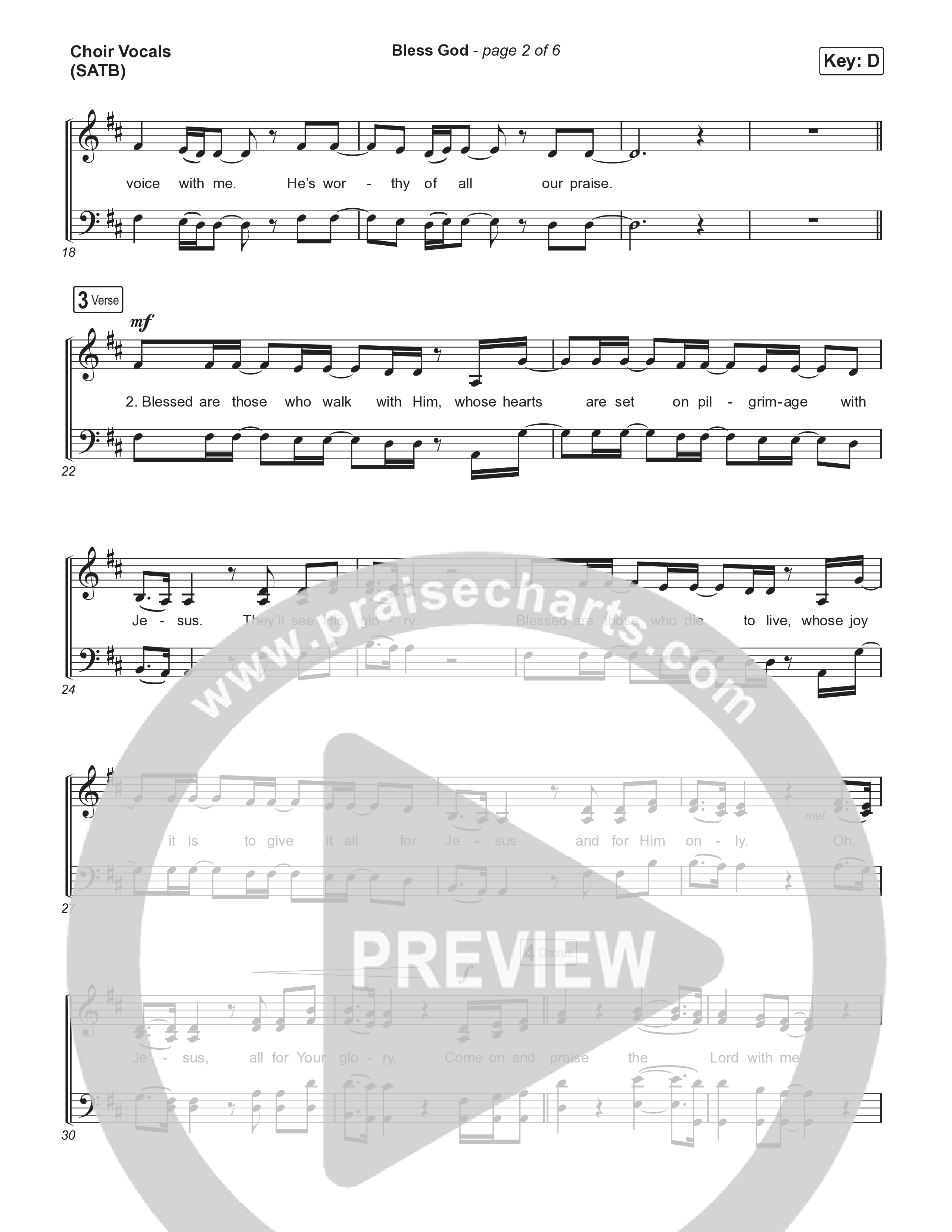 Bless God (Choral Anthem SATB) Choir Sheet (SATB) (Brooke Ligertwood / Arr. Luke Gambill)