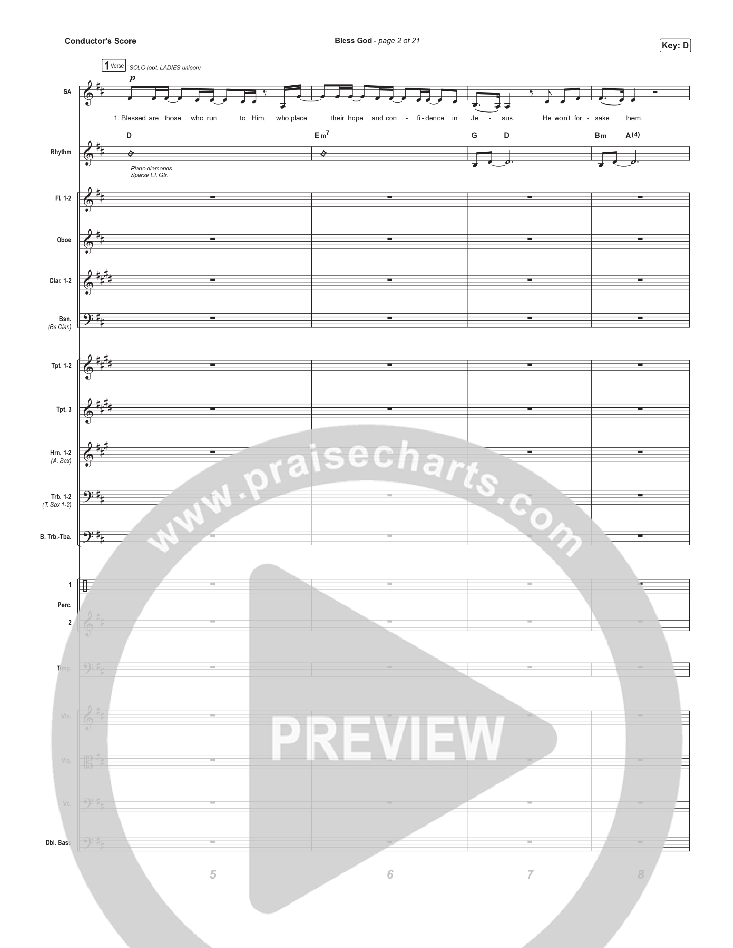 Bless God (Choral Anthem SATB) Orchestration (Brooke Ligertwood / Arr. Luke Gambill)