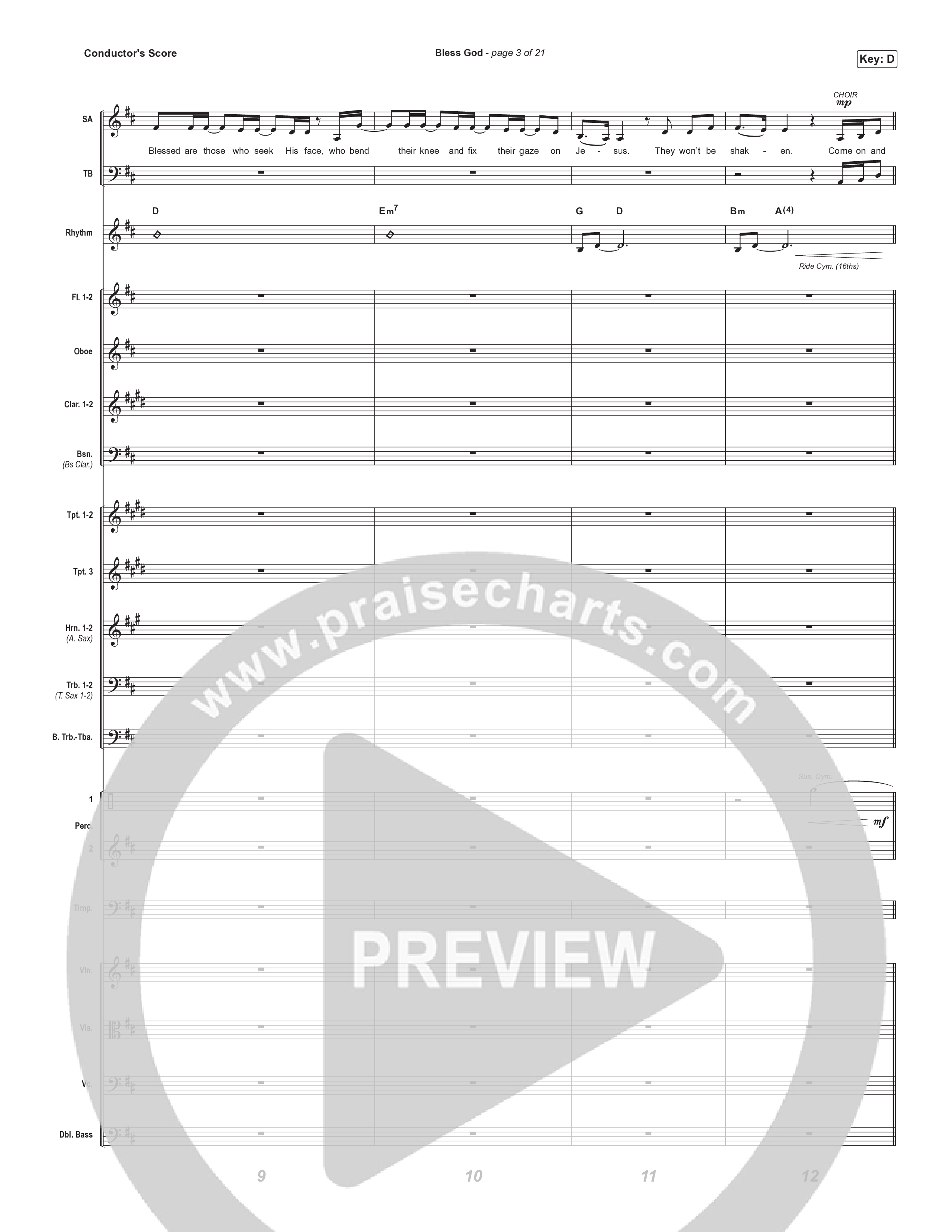 Bless God (Choral Anthem SATB) Conductor's Score (Brooke Ligertwood / Arr. Luke Gambill)