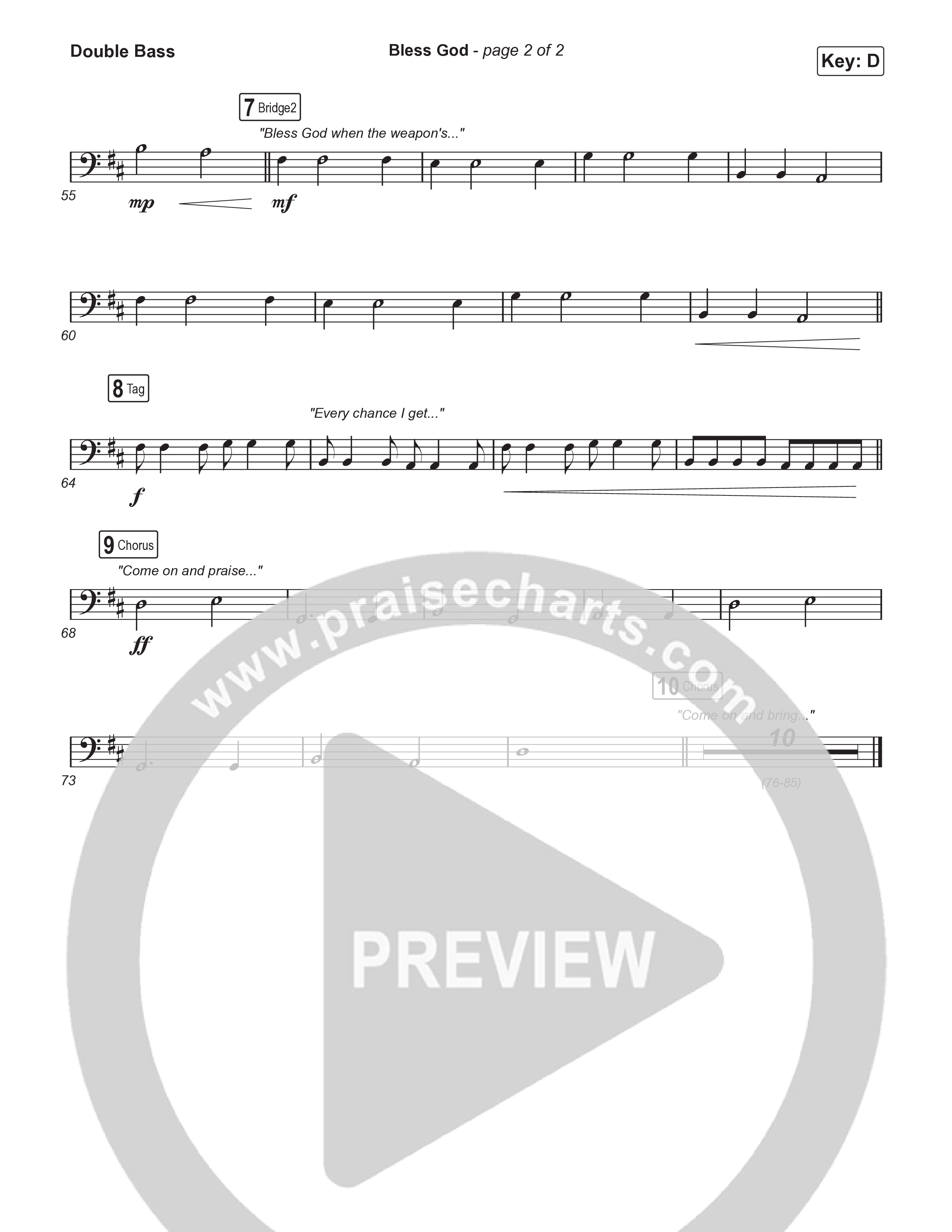 Bless God (Choral Anthem SATB) String Bass (Brooke Ligertwood / Arr. Luke Gambill)