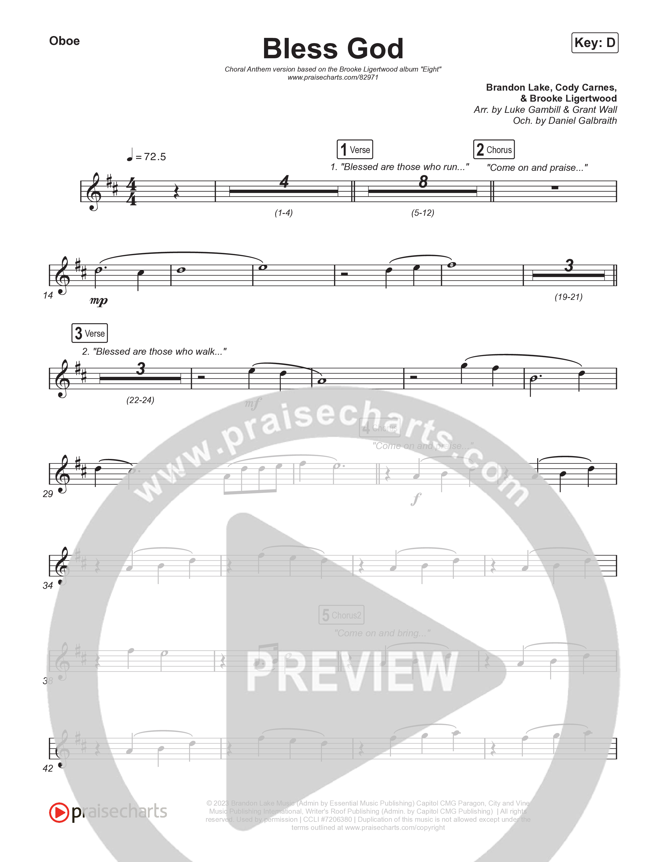 Bless God (Choral Anthem SATB) Wind Pack (Brooke Ligertwood / Arr. Luke Gambill)