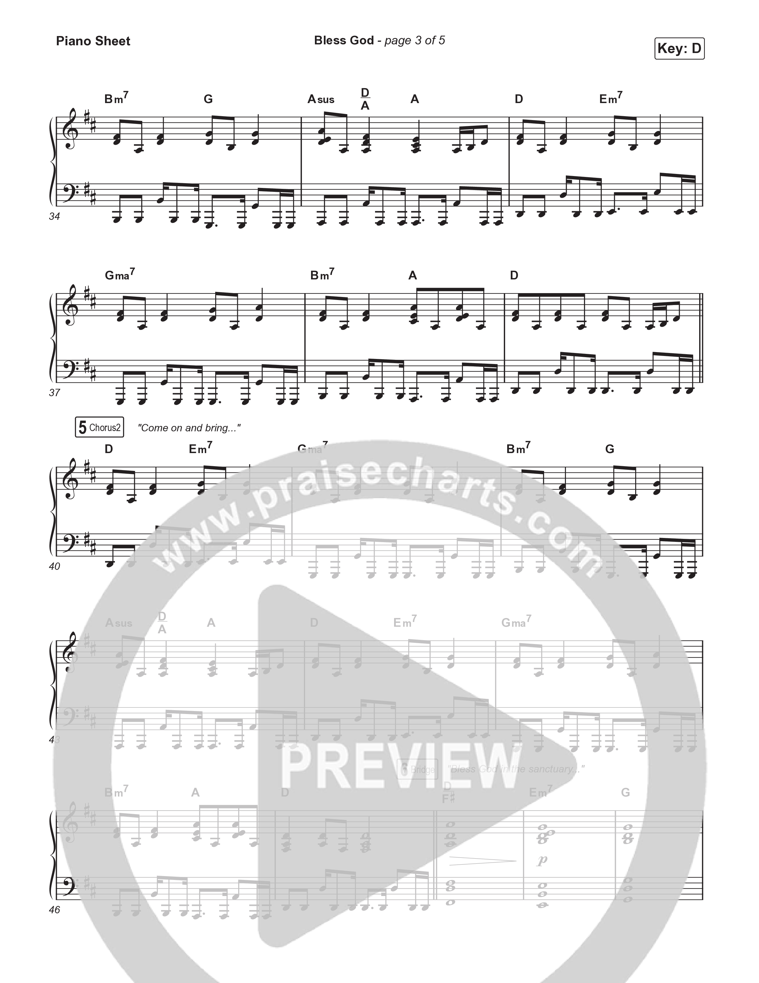 Bless God (Choral Anthem SATB) Piano Sheet (Brooke Ligertwood / Arr. Luke Gambill)