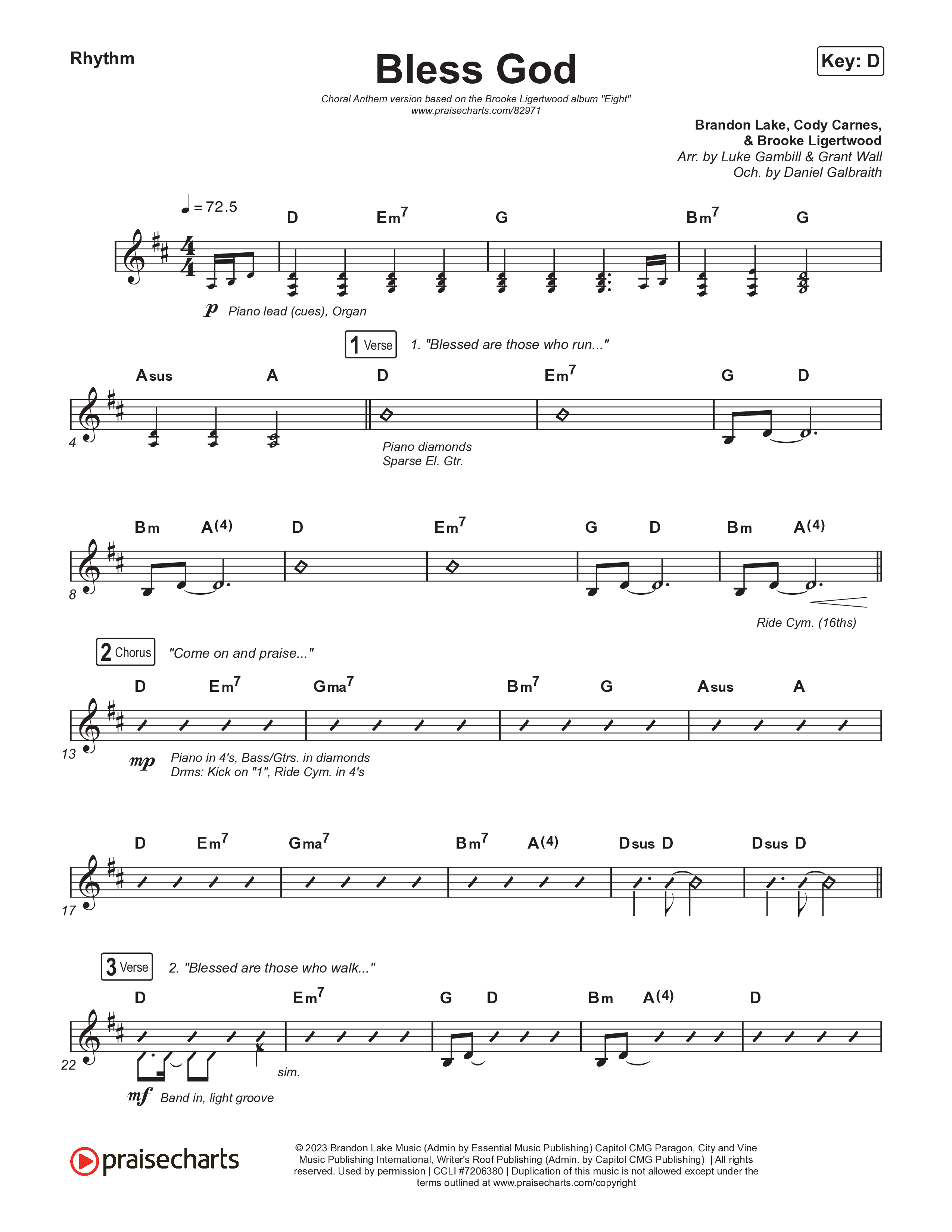Bless God (Choral Anthem SATB) Rhythm Pack (Brooke Ligertwood / Arr. Luke Gambill)