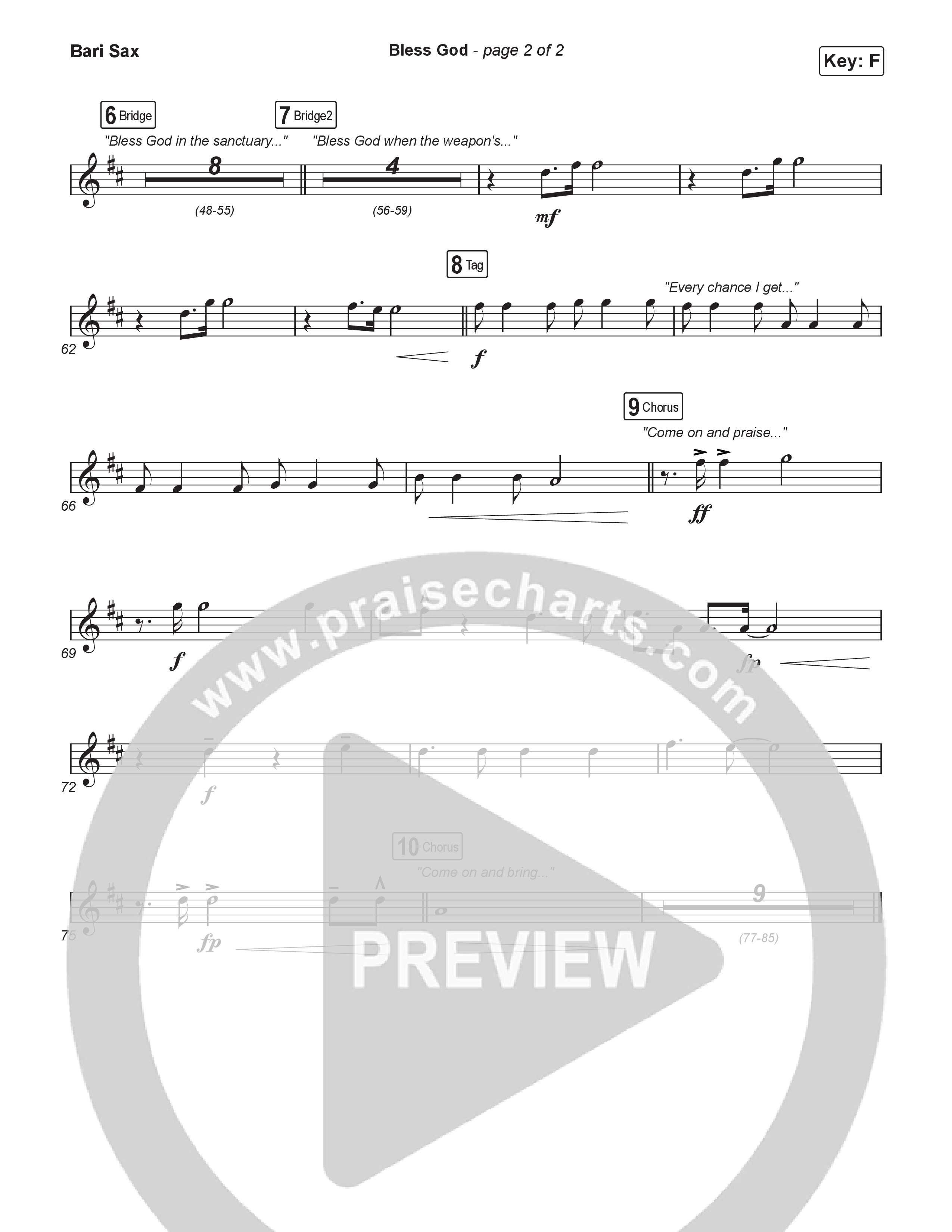 Bless God (Worship Choir/SAB) Bari Sax (Brooke Ligertwood / Arr. Luke Gambill)