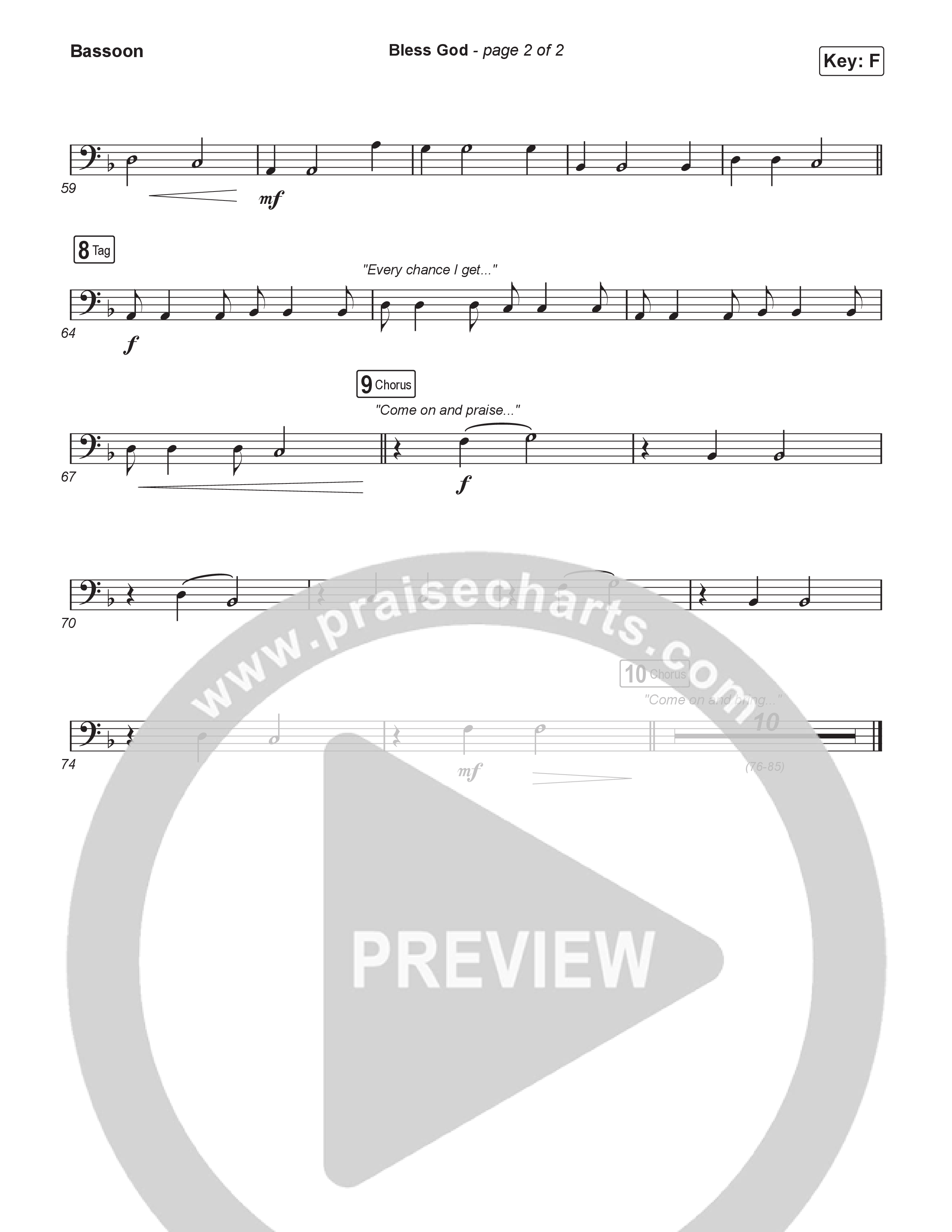 Bless God (Worship Choir/SAB) Bassoon (Brooke Ligertwood / Arr. Luke Gambill)