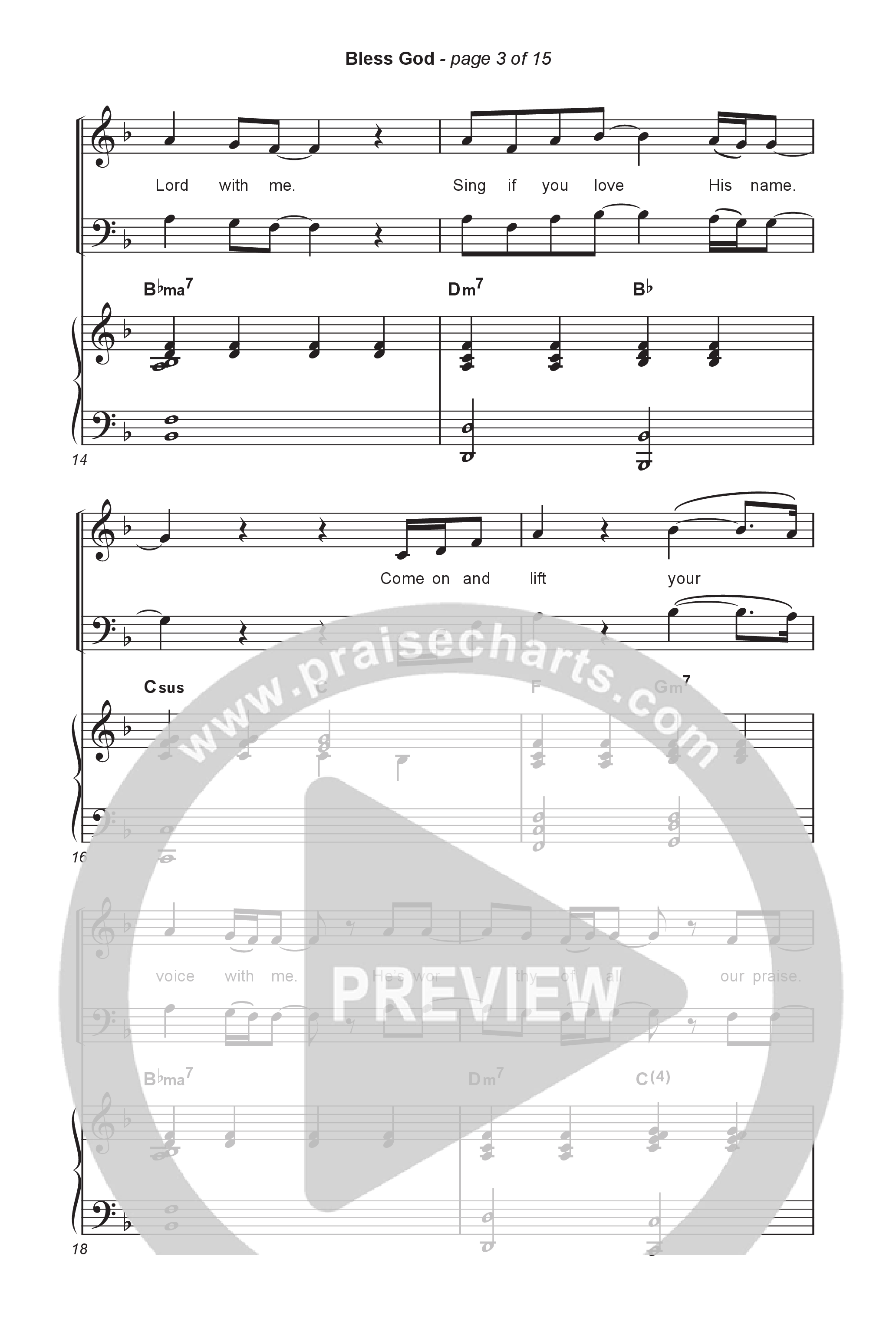 Bless God (Worship Choir/SAB) Octavo (SAB & Pno) (Brooke Ligertwood / Arr. Luke Gambill)