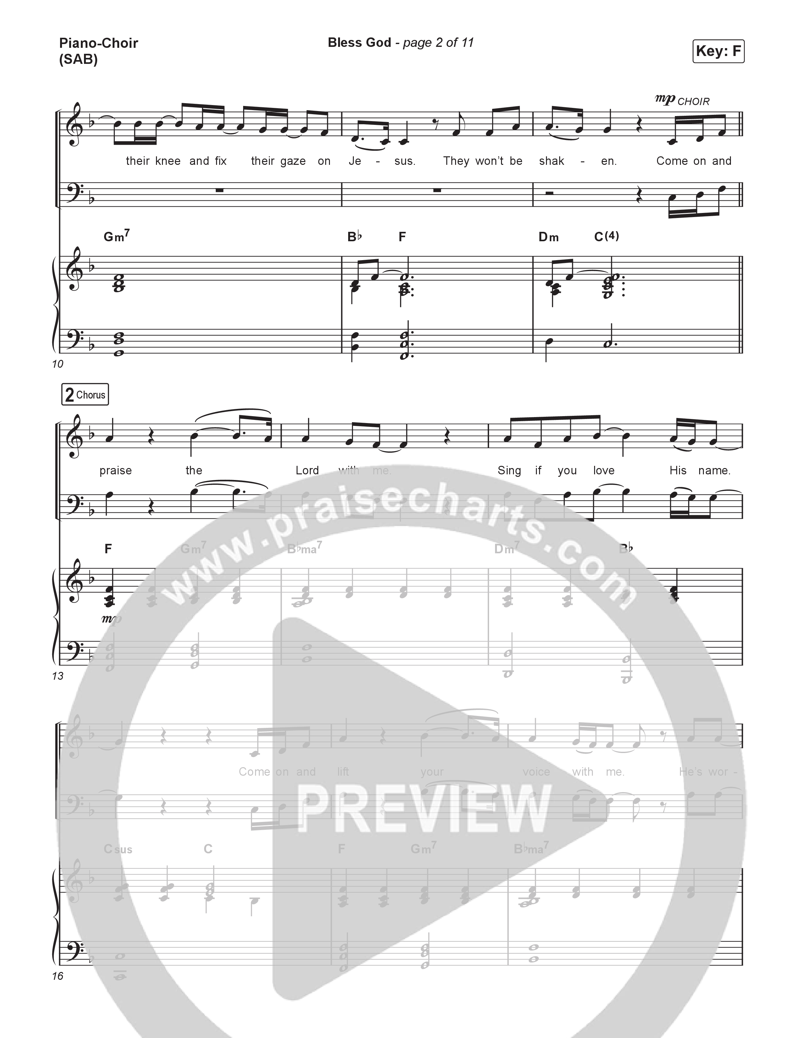 Bless God (Worship Choir/SAB) Piano/Choir (SAB) (Brooke Ligertwood / Arr. Luke Gambill)