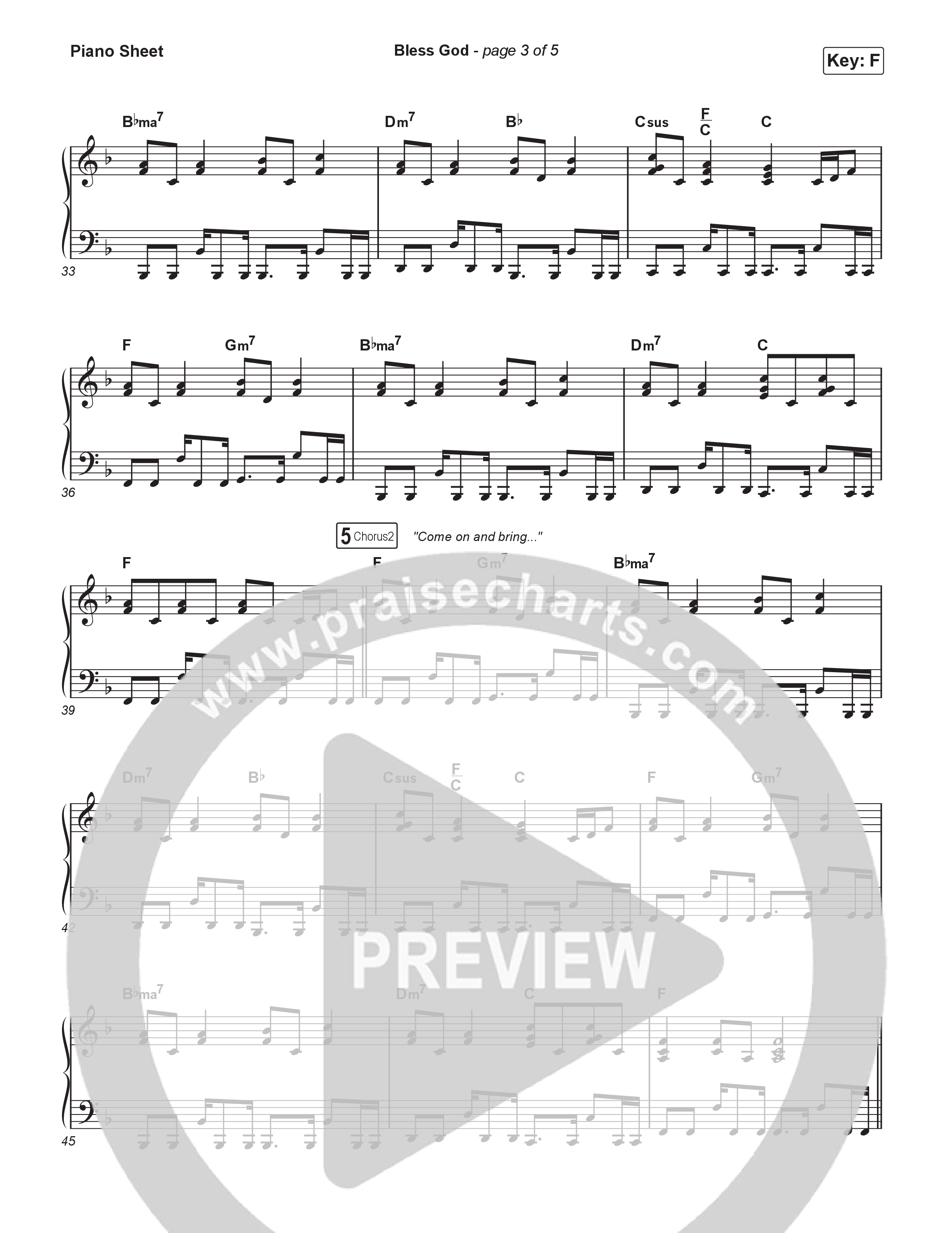 Bless God (Worship Choir/SAB) Piano Sheet (Brooke Ligertwood / Arr. Luke Gambill)