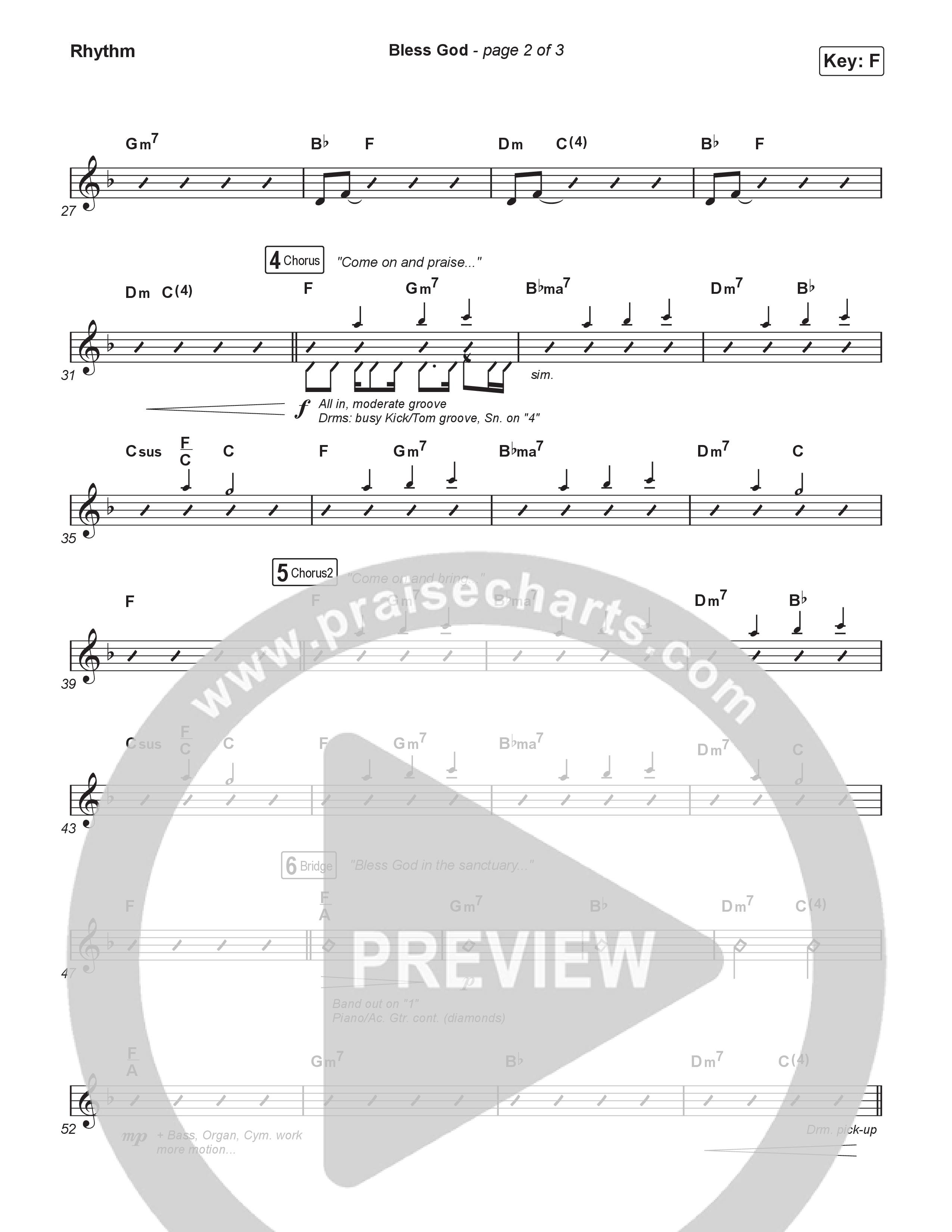 Bless God (Worship Choir/SAB) Rhythm Chart (Brooke Ligertwood / Arr. Luke Gambill)
