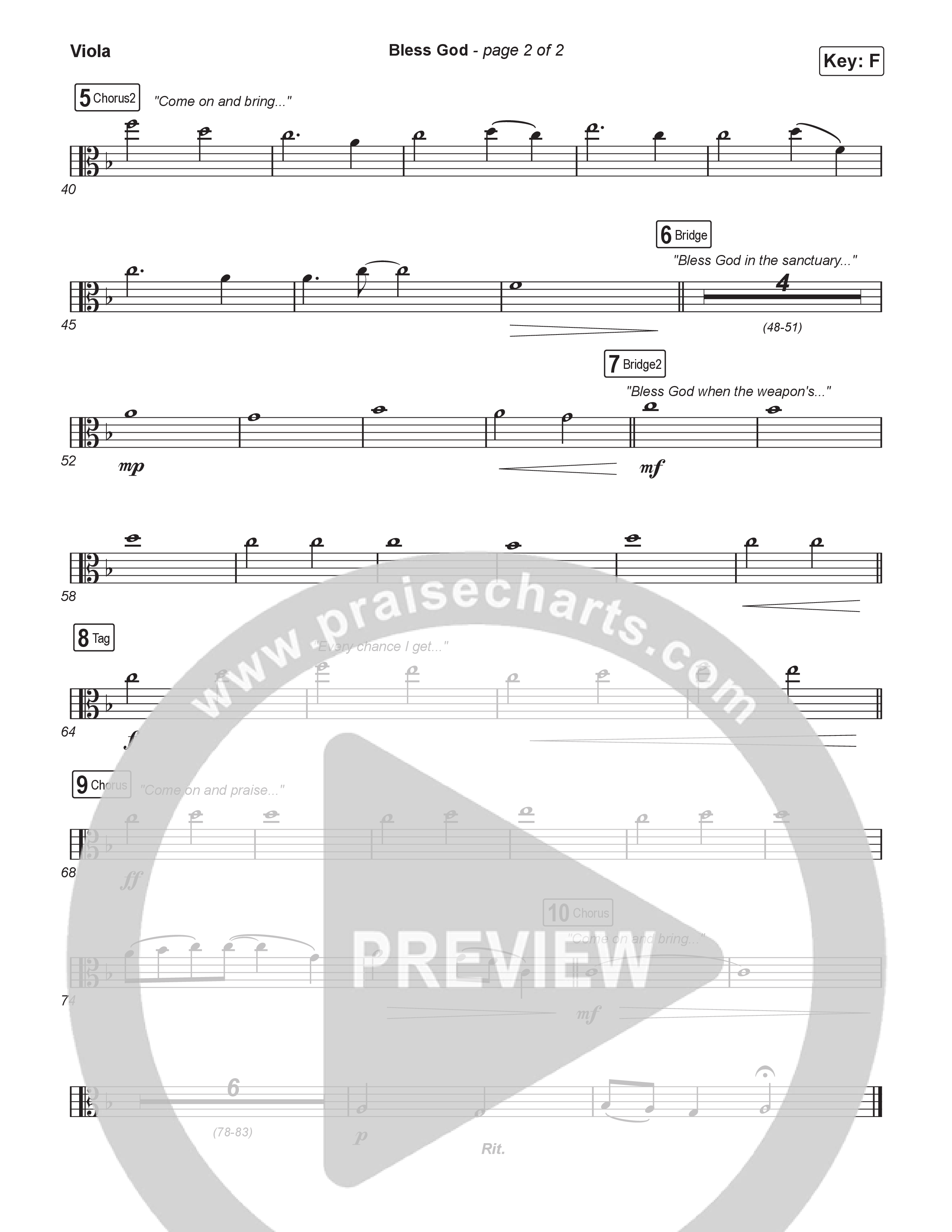 Bless God (Worship Choir/SAB) Viola (Brooke Ligertwood / Arr. Luke Gambill)