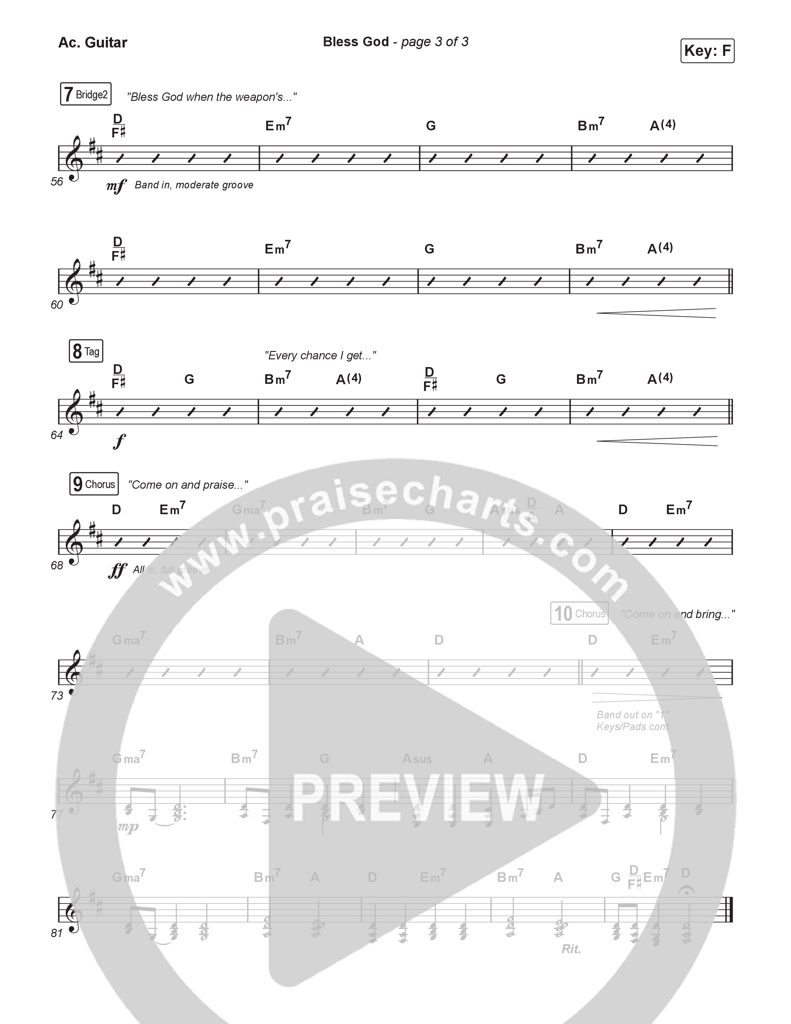 Bless God (Unison/2-Part) Acoustic Guitar (Brooke Ligertwood / Arr. Luke Gambill)