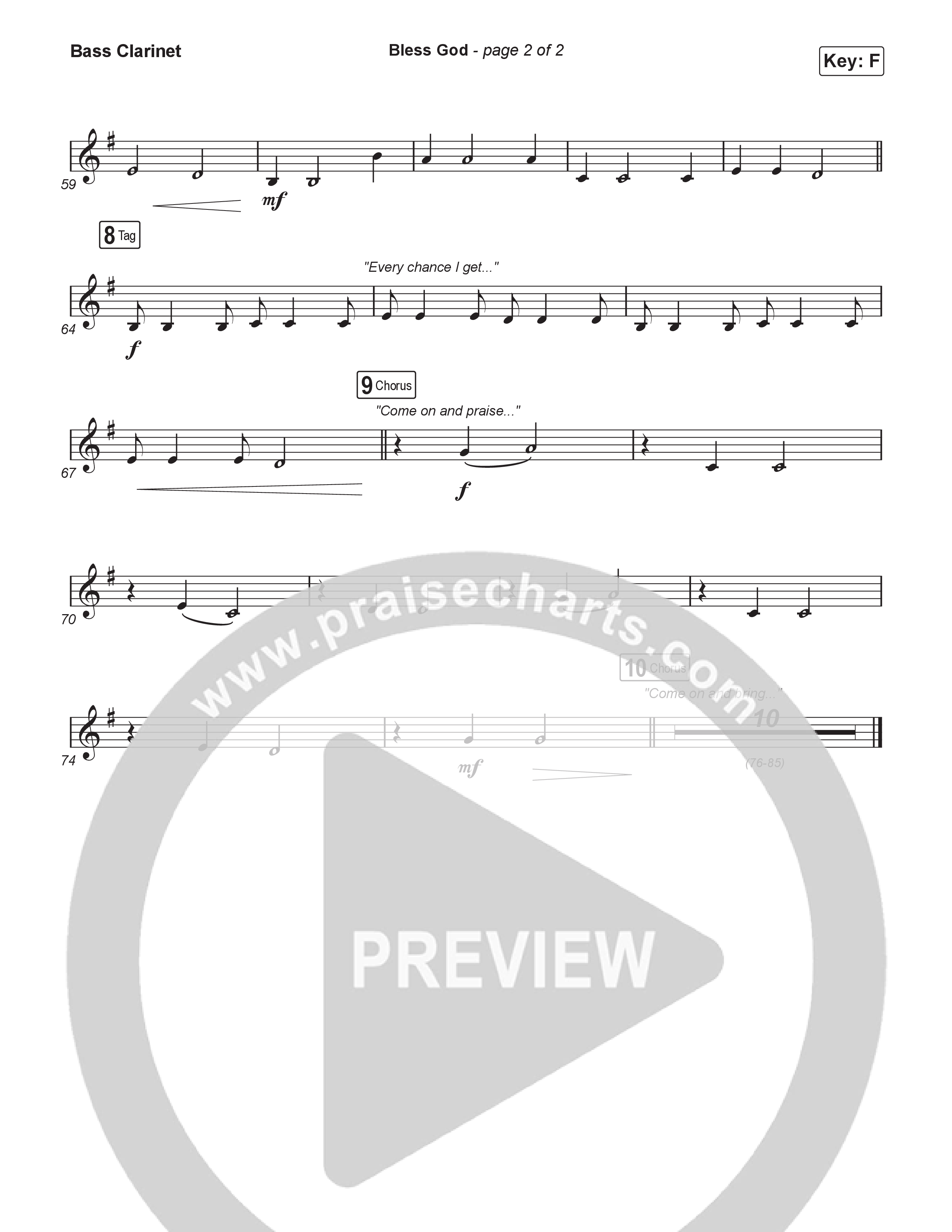 Bless God (Unison/2-Part) Bass Clarinet (Brooke Ligertwood / Arr. Luke Gambill)