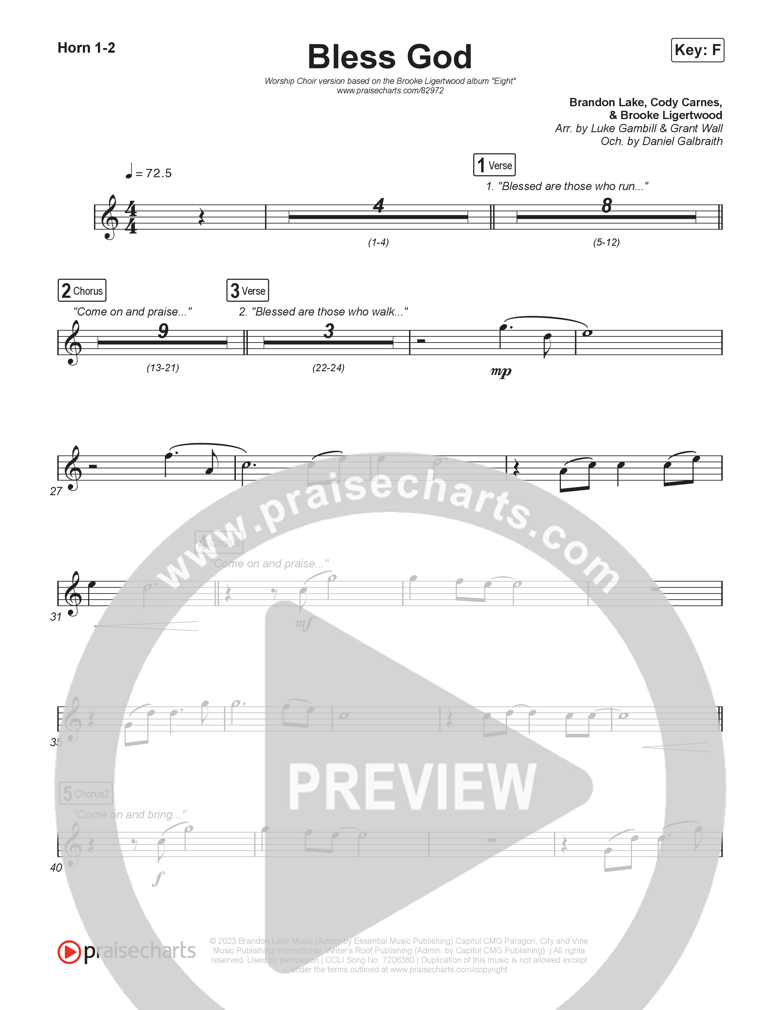 Bless God (Unison/2-Part) Brass Pack (Brooke Ligertwood / Arr. Luke Gambill)