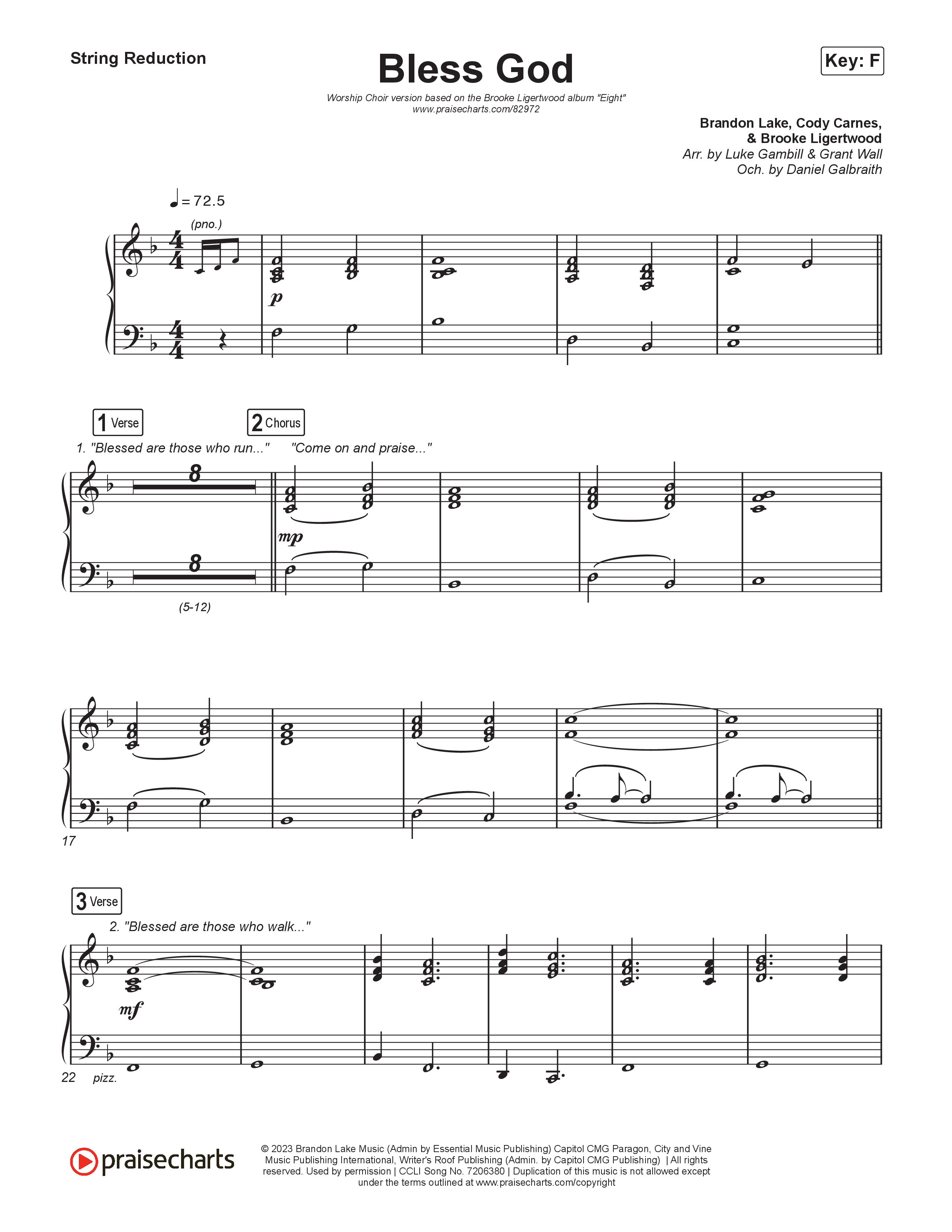 Bless God (Unison/2-Part) String Reduction (Brooke Ligertwood / Arr. Luke Gambill)