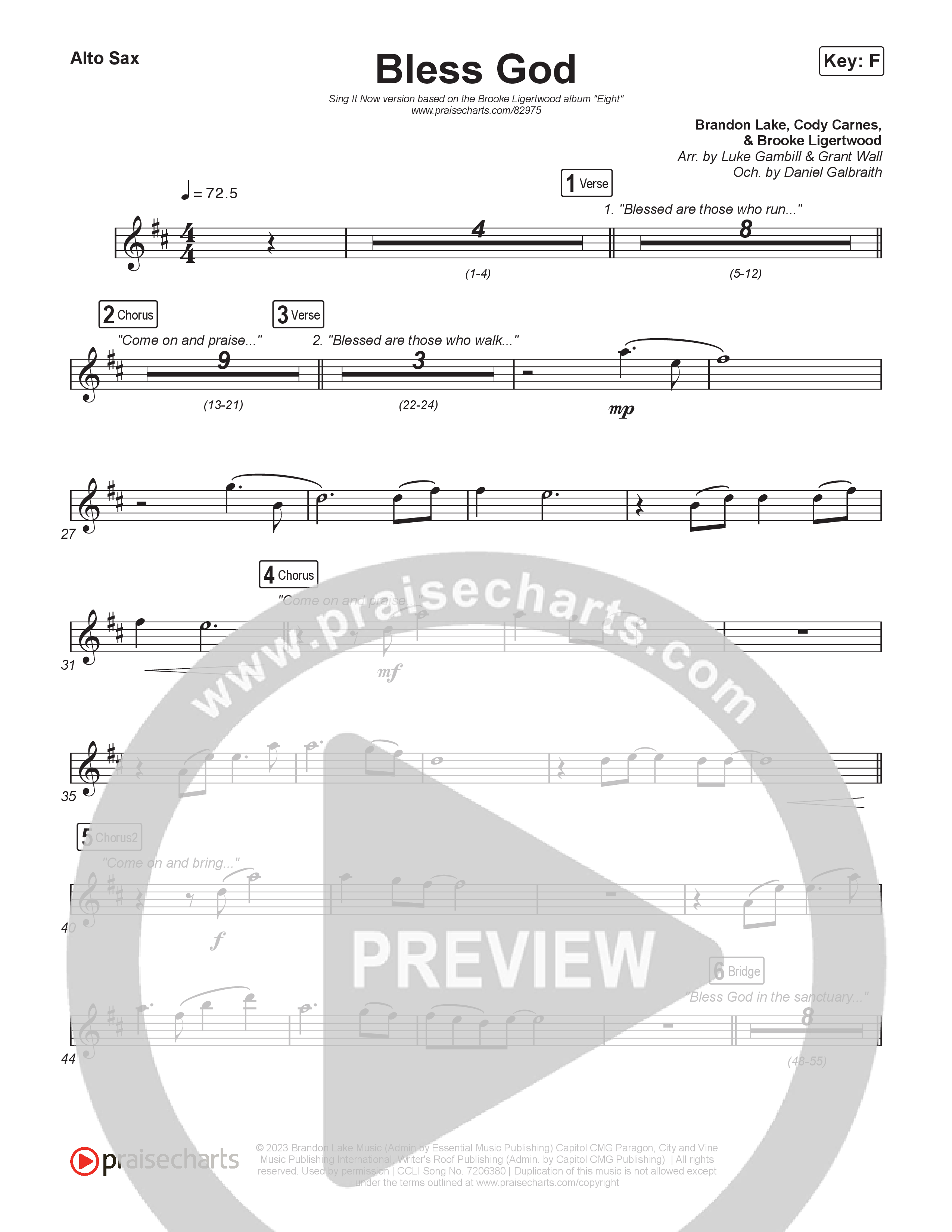 Bless God (Sing It Now) Sax Pack (Brooke Ligertwood / Arr. Luke Gambill)