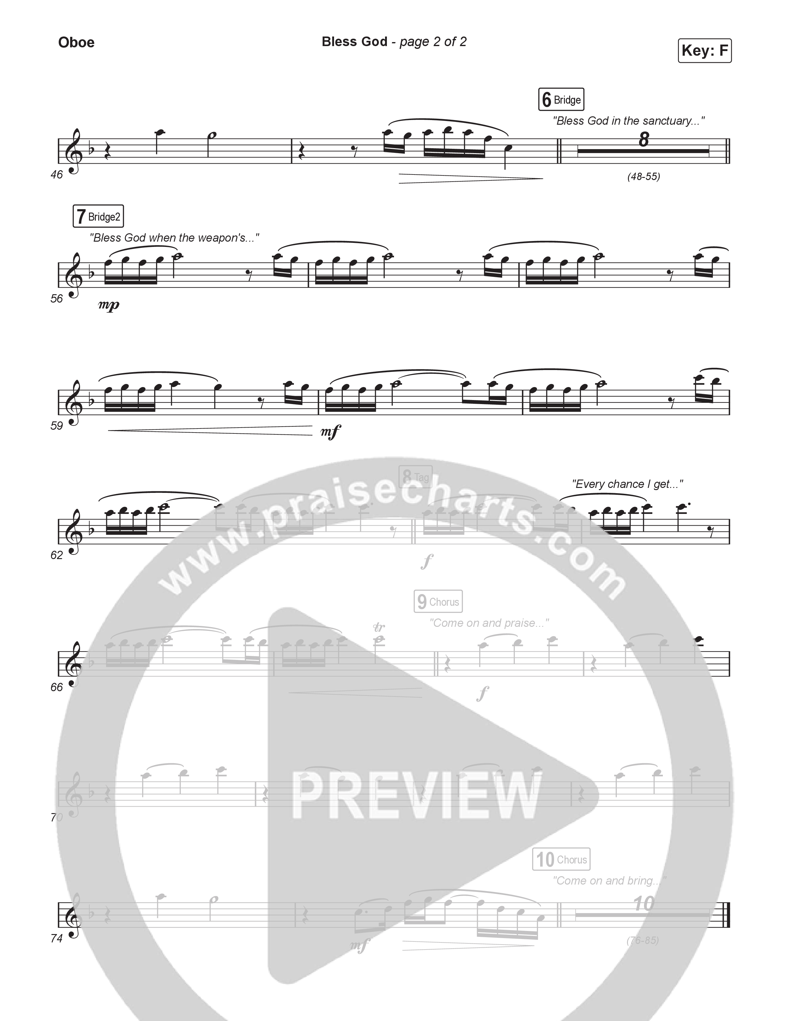 Bless God (Sing It Now) Oboe (Brooke Ligertwood / Arr. Luke Gambill)