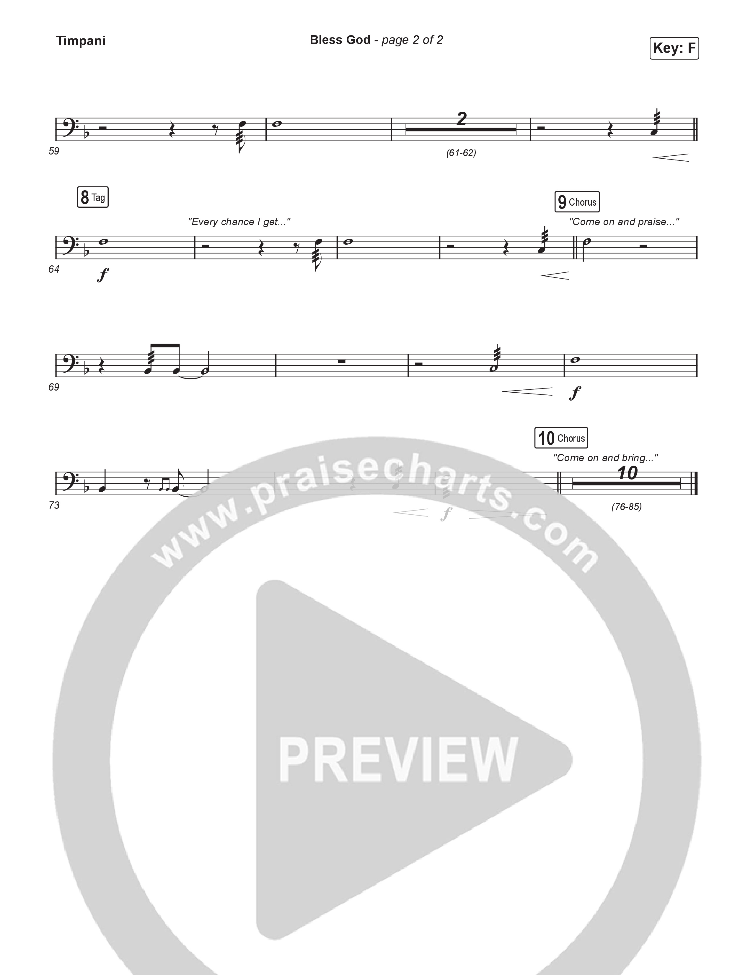 Bless God (Sing It Now) Timpani (Brooke Ligertwood / Arr. Luke Gambill)