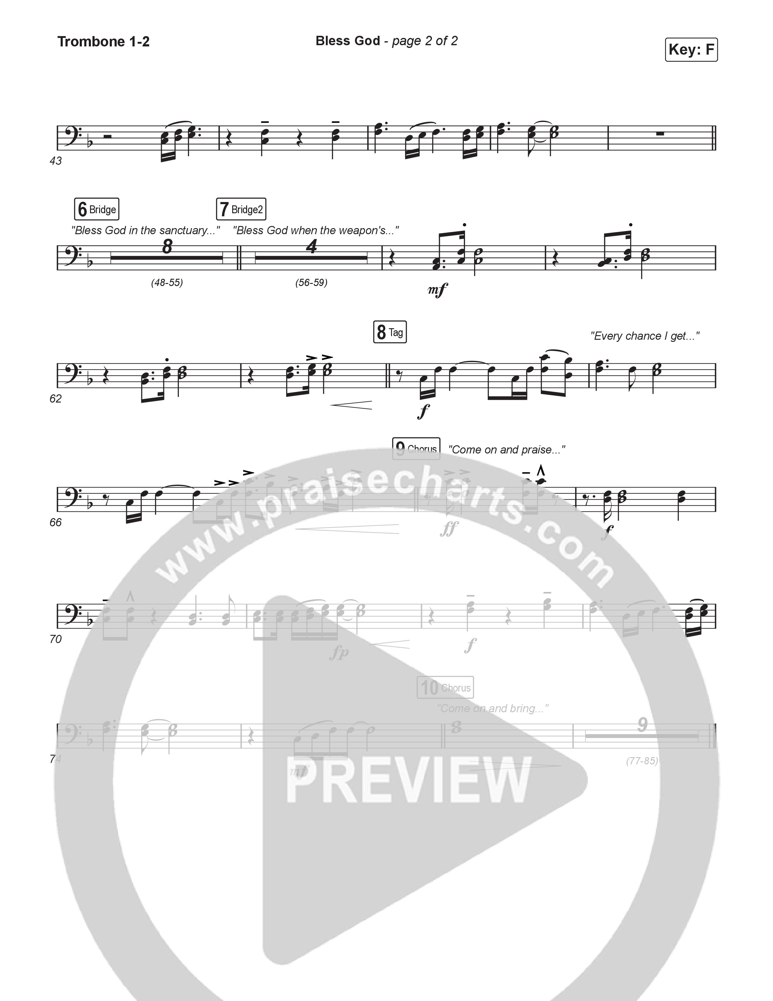 Bless God (Sing It Now) Trombone 1/2 (Brooke Ligertwood / Arr. Luke Gambill)
