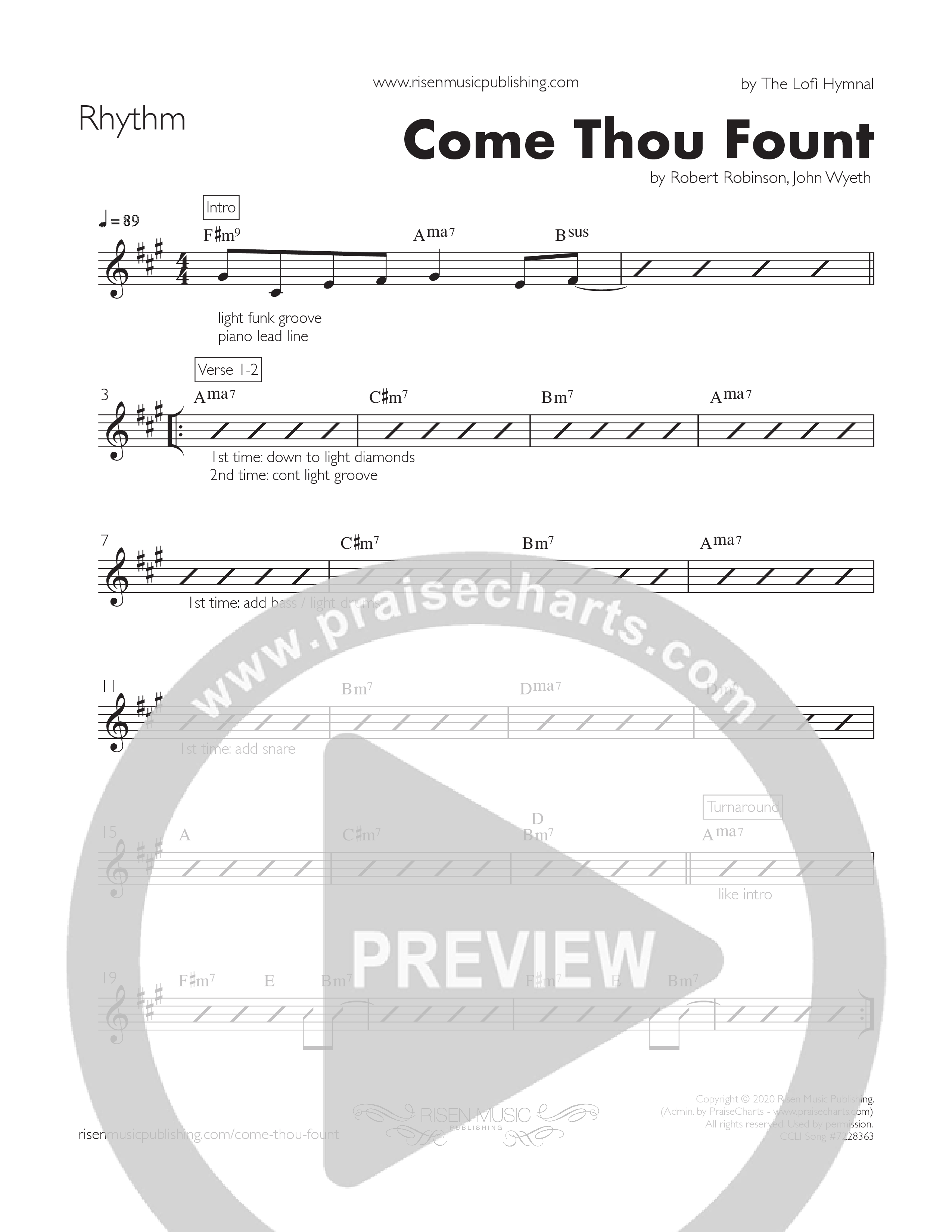 Come Thou Fount Rhythm Chart (The Loﬁ Hymnal)