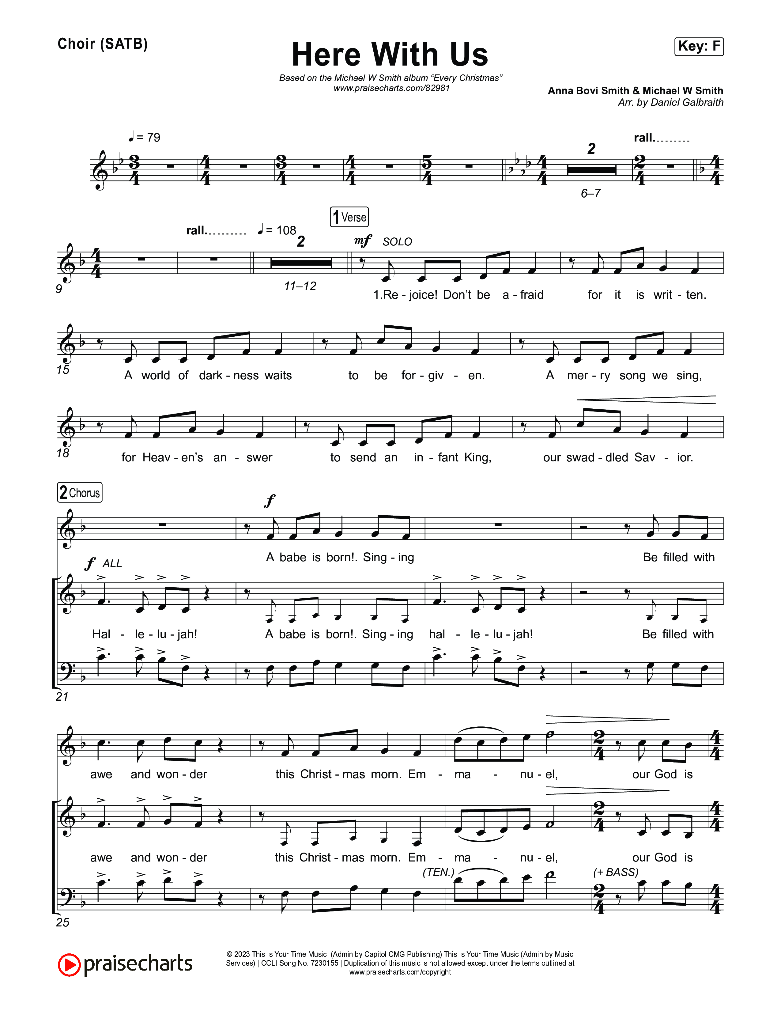 Here With Us Choir Sheet (SATB) (Michael W. Smith)