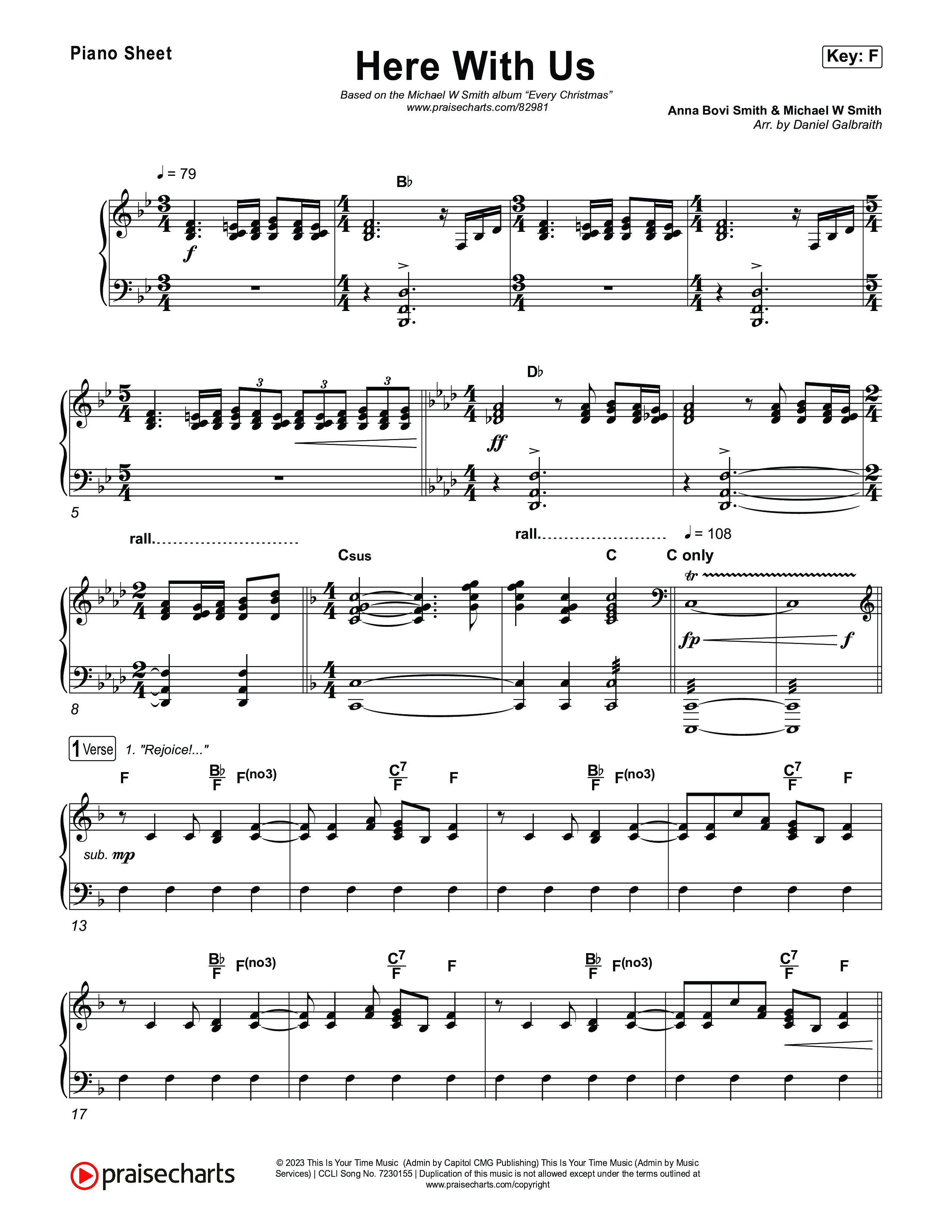Here With Us Piano Sheet (Michael W. Smith)